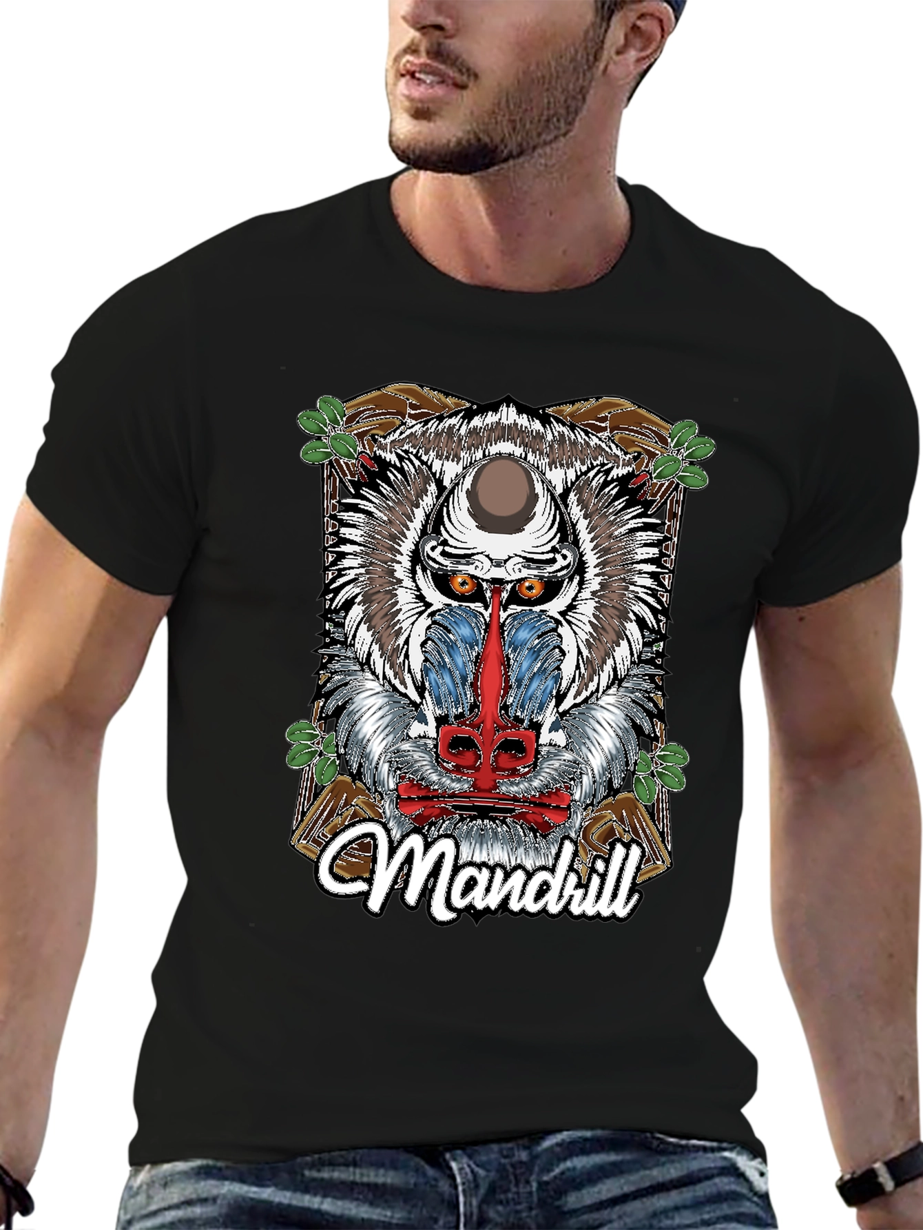 Mandrill Graphic Print Black T-Shirt