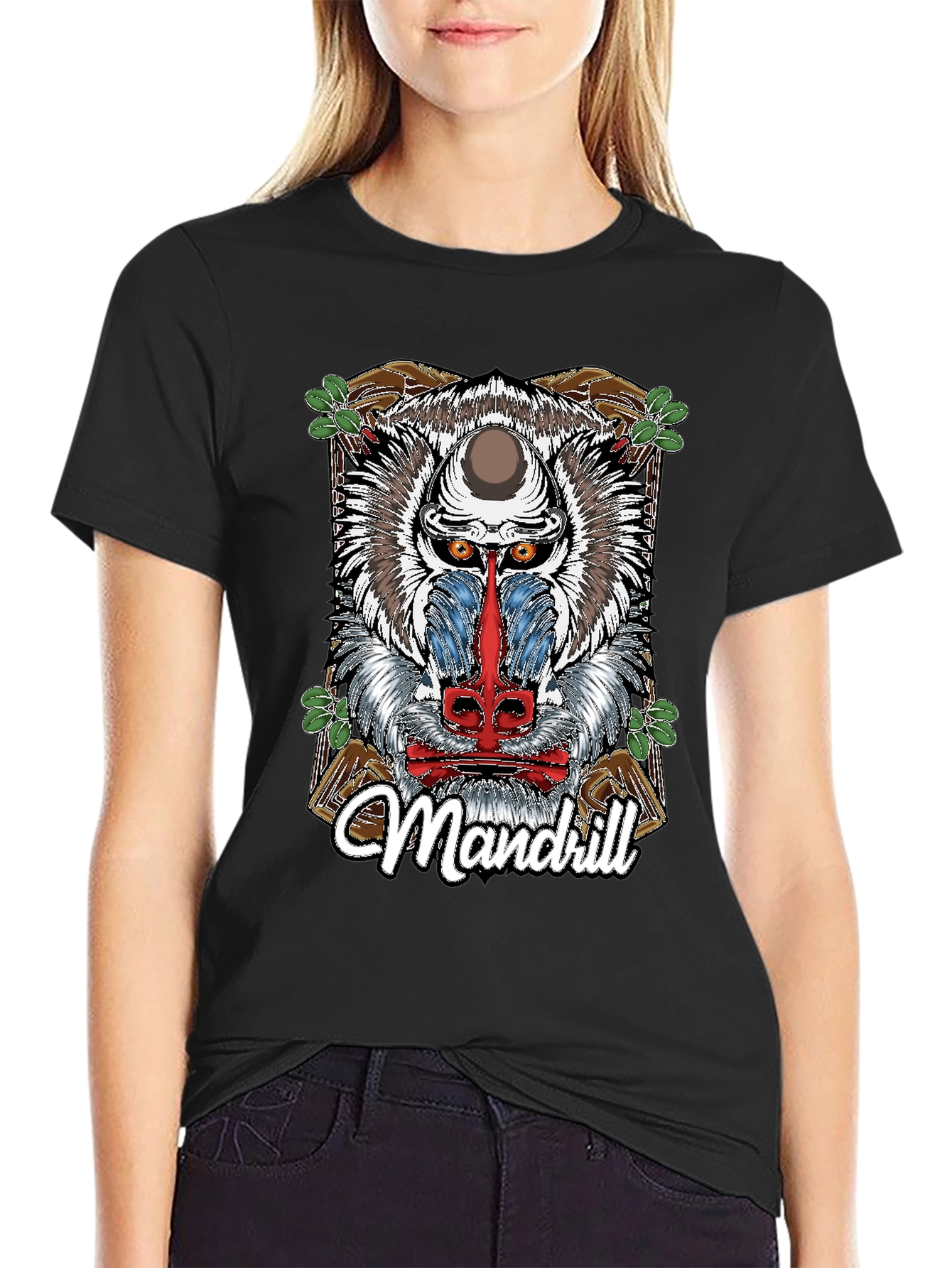 Mandrill Graphic Print Black T-Shirt