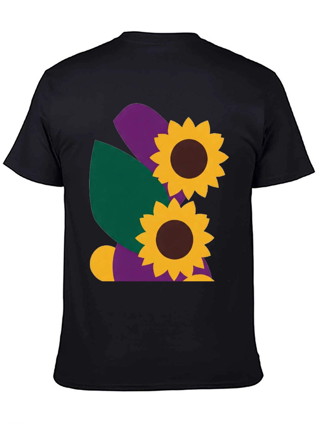 Sunflower Graphic Tee - Black Cotton Casual Shirt