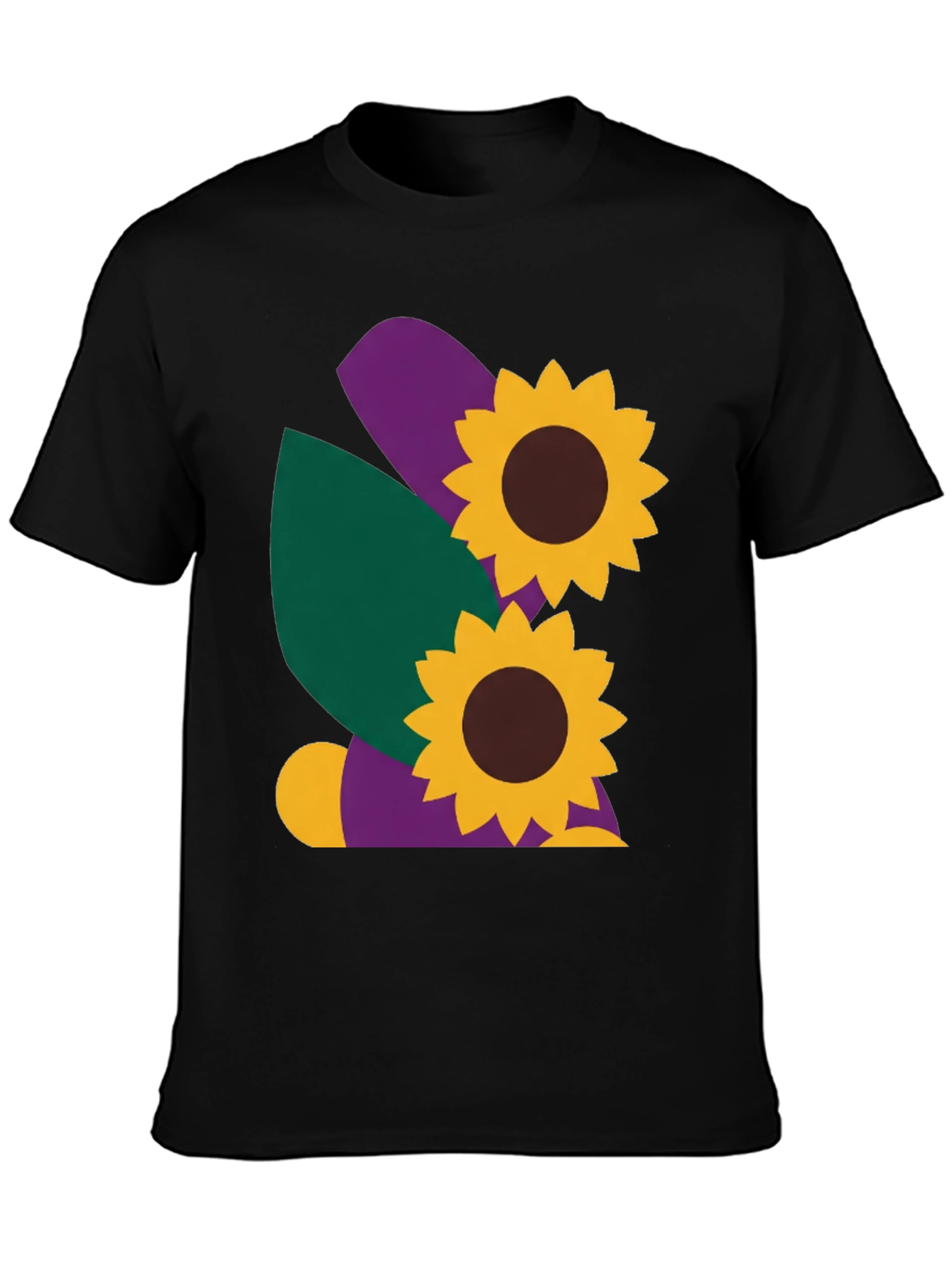 Sunflower Graphic Tee - Black Cotton Casual Shirt