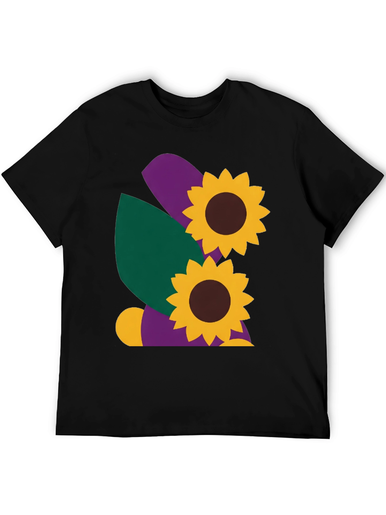 Sunflower Graphic Tee - Black Cotton Casual Shirt