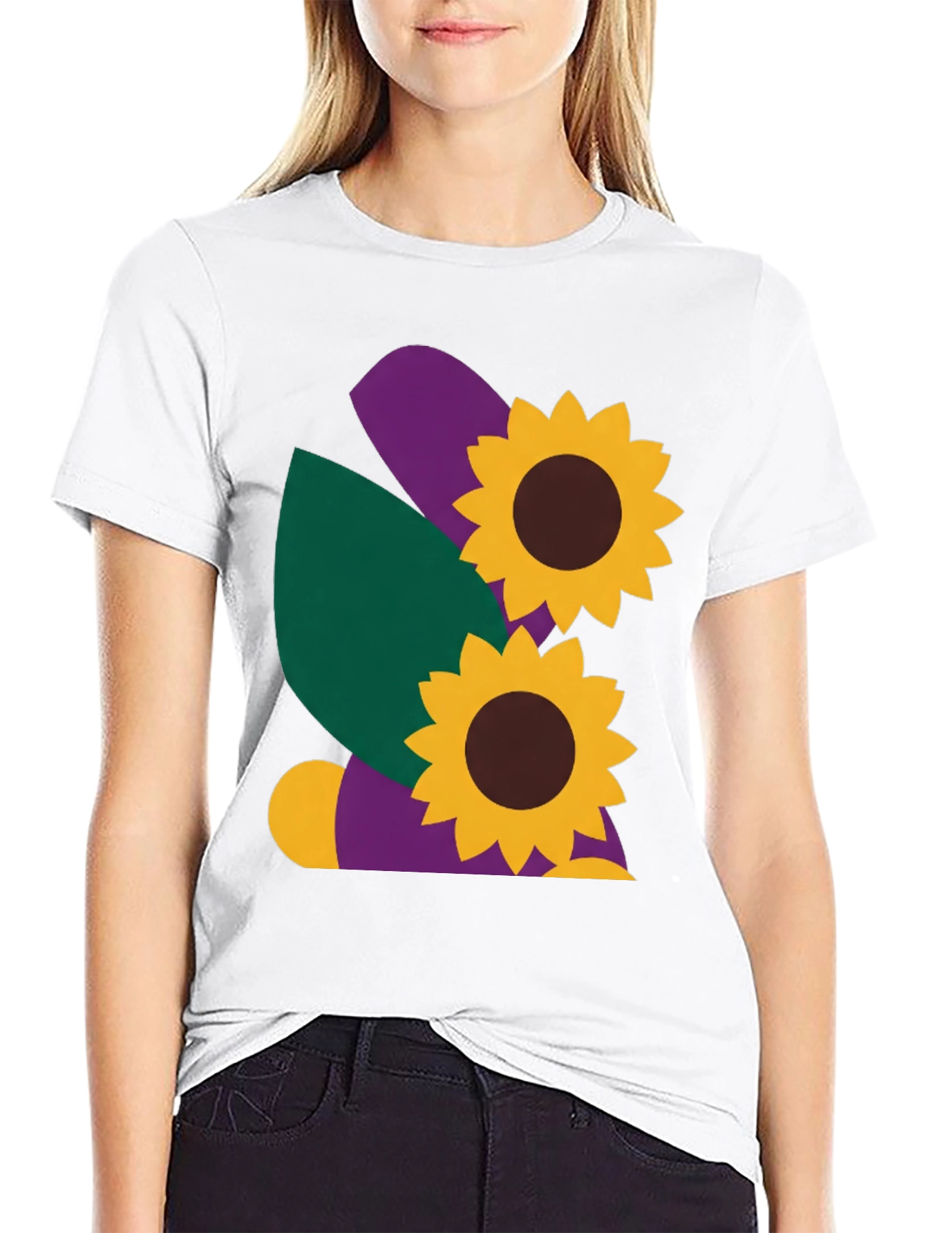 Sunflower Graphic Tee - Black Cotton Casual Shirt