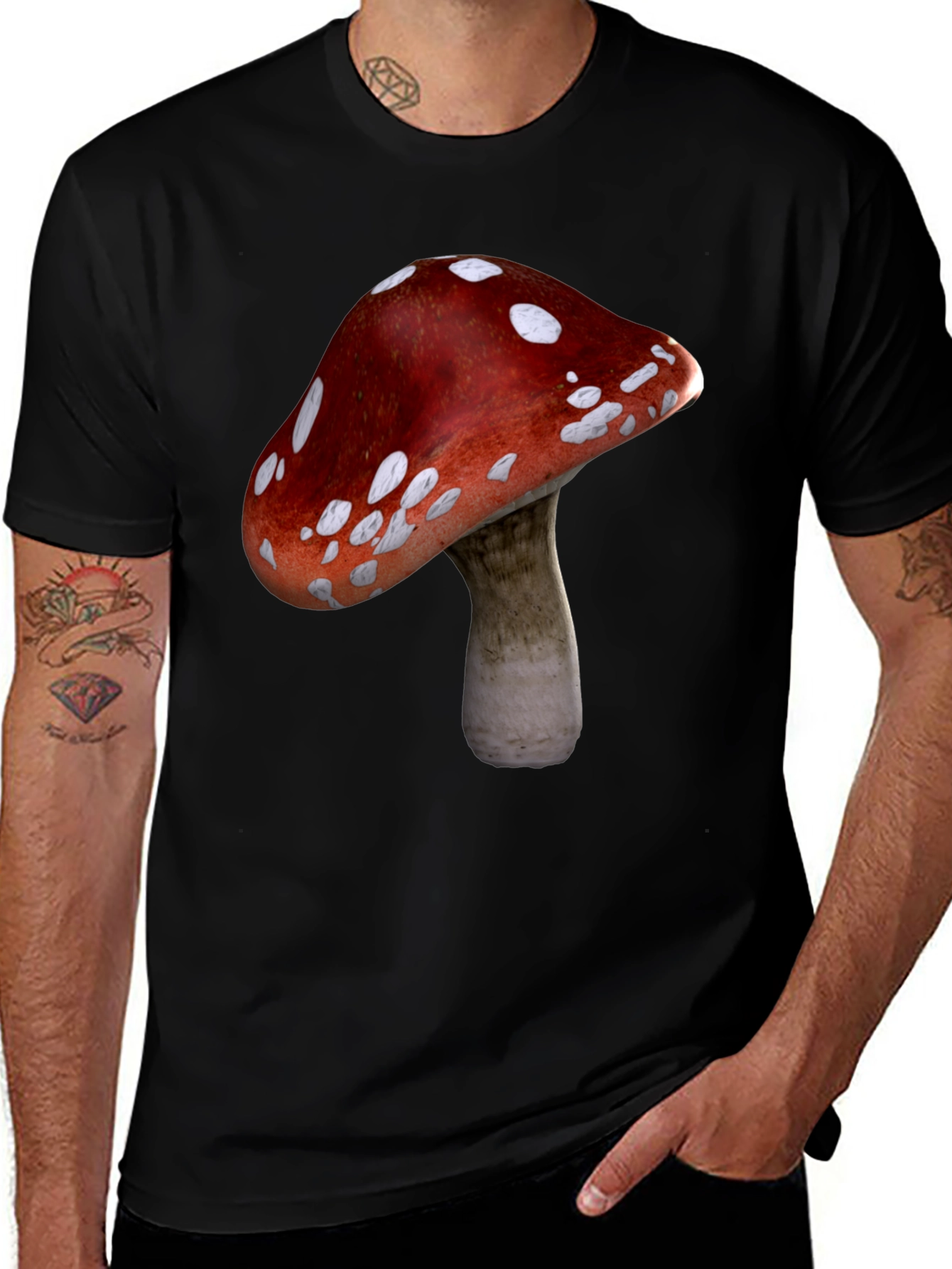 Mushroom Graphic Black T-Shirt