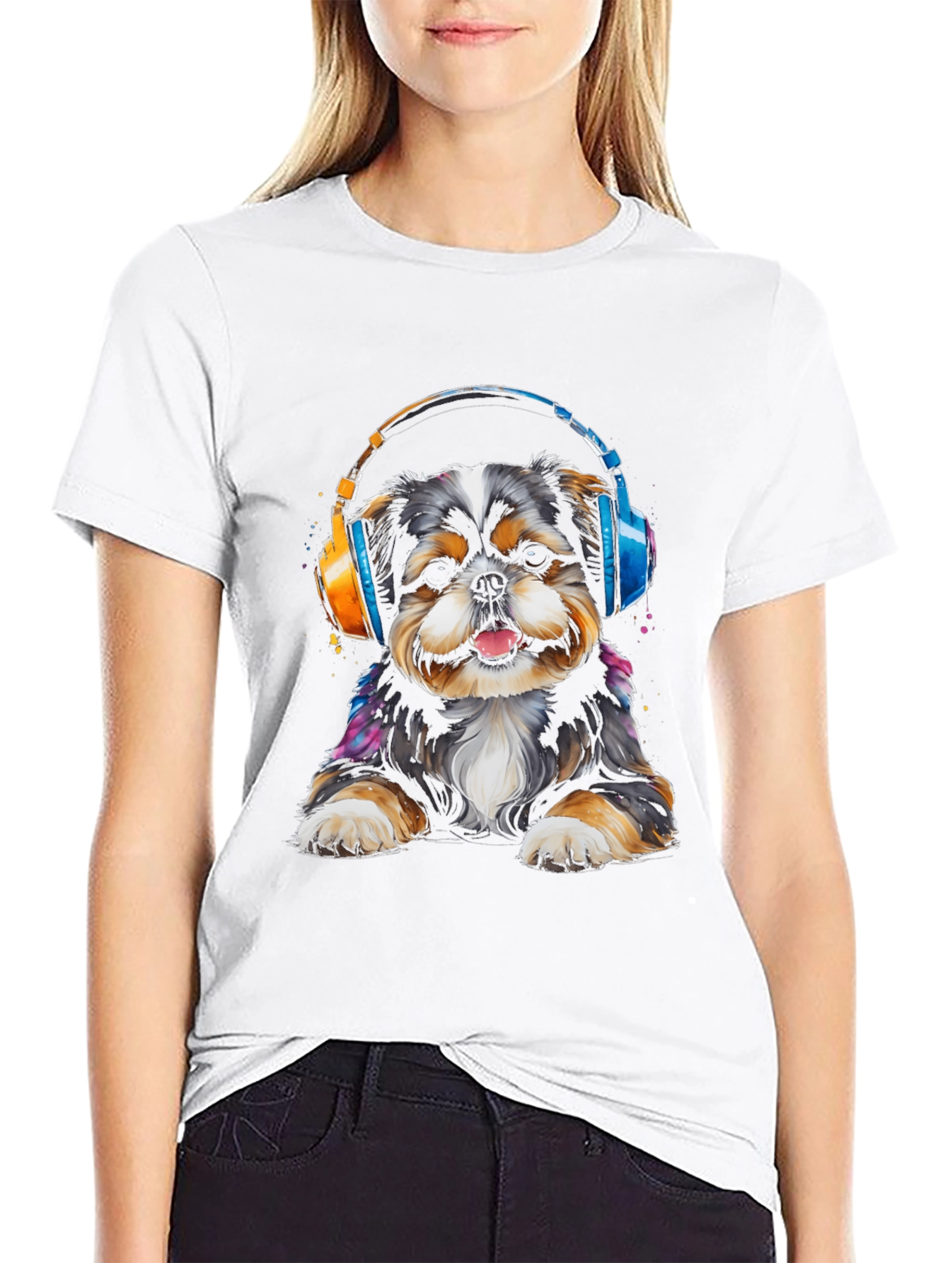 Dog with Headphones Graphic Tee