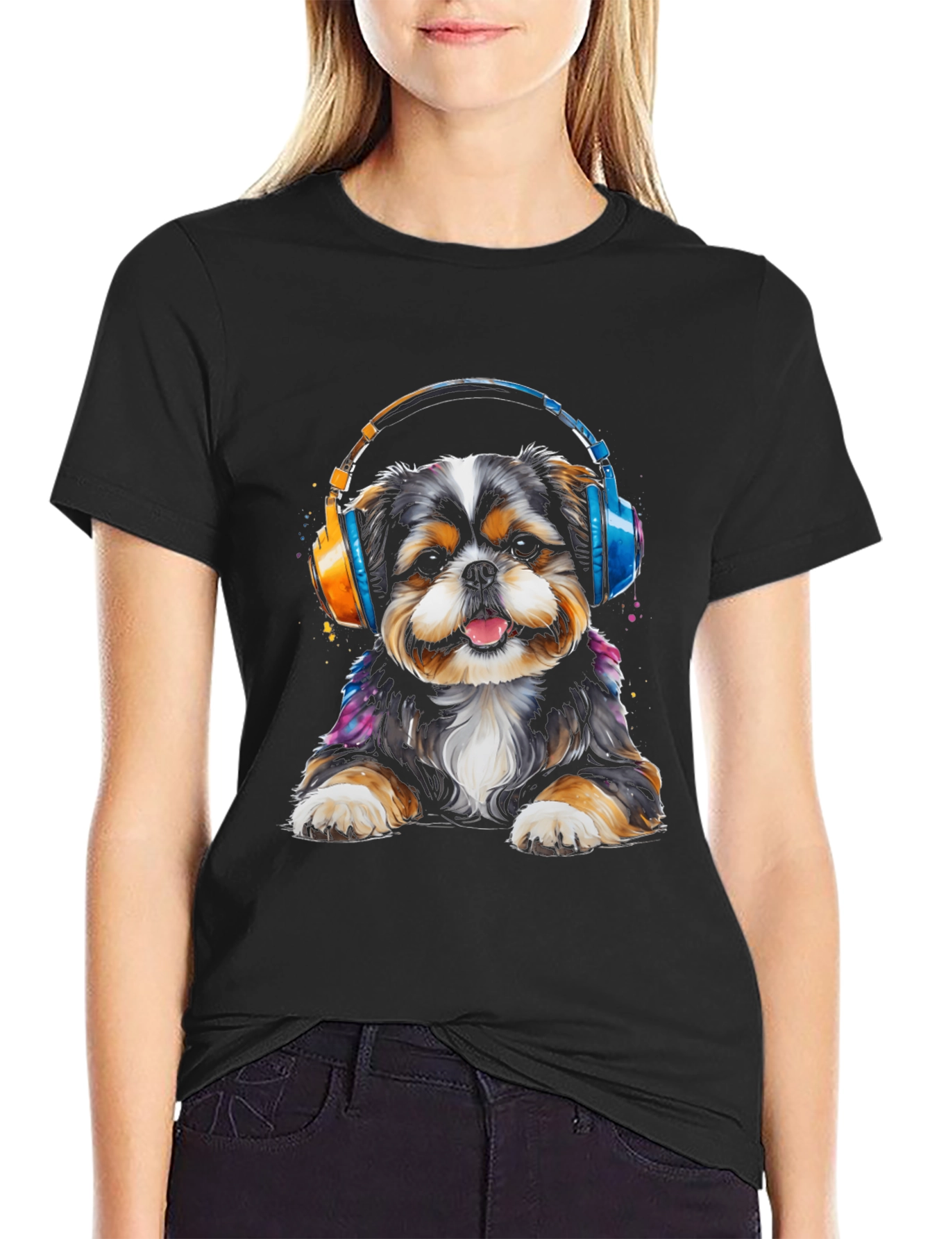 Dog with Headphones Graphic Tee