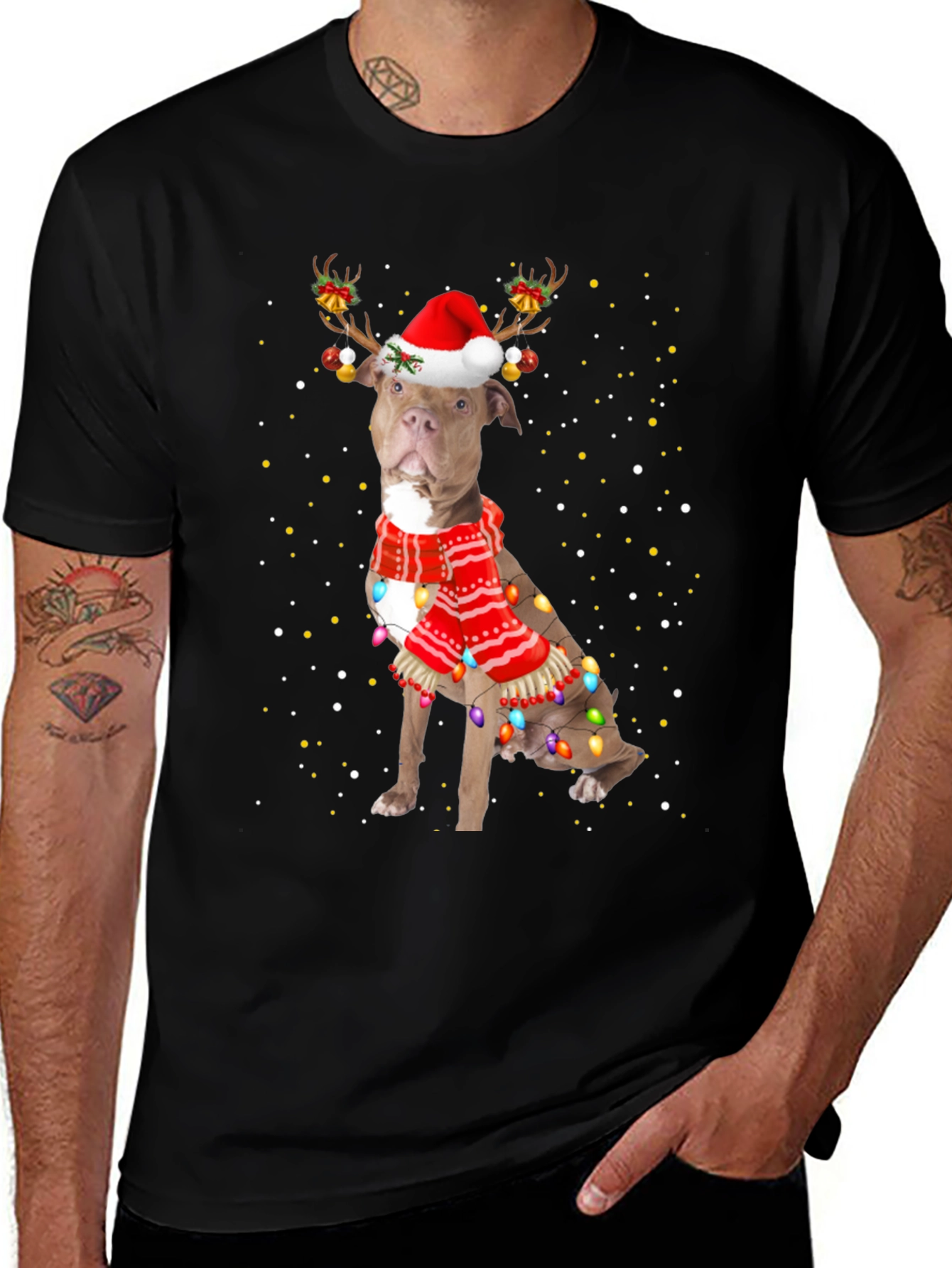Festive Pitbull Christmas T-Shirt