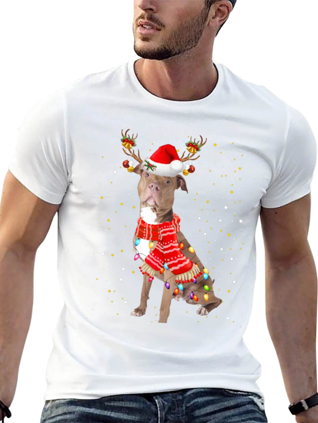 Festive Pitbull Christmas T-Shirt