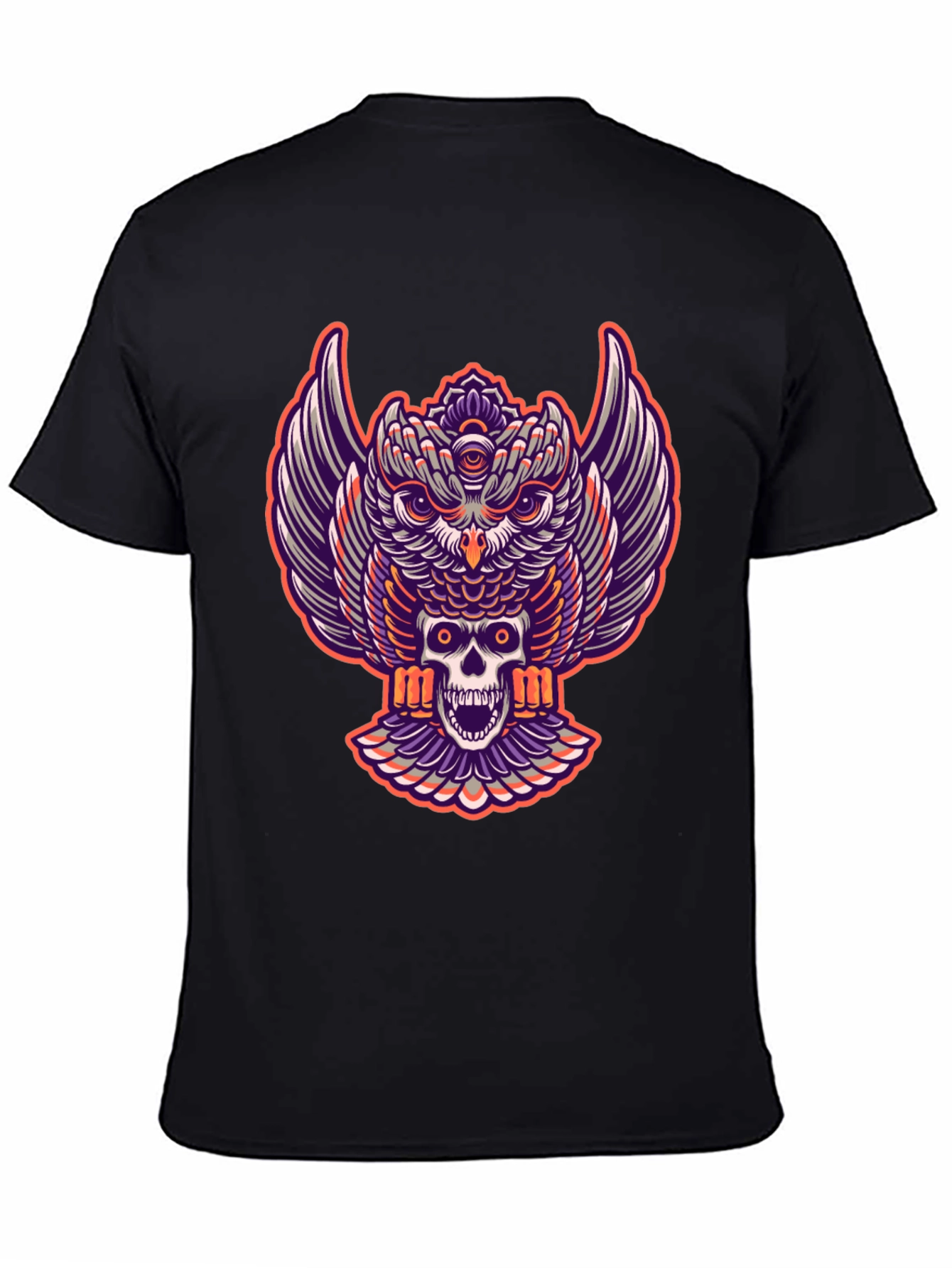 Owl and Skull Graphic Tee - Black T-Shirt