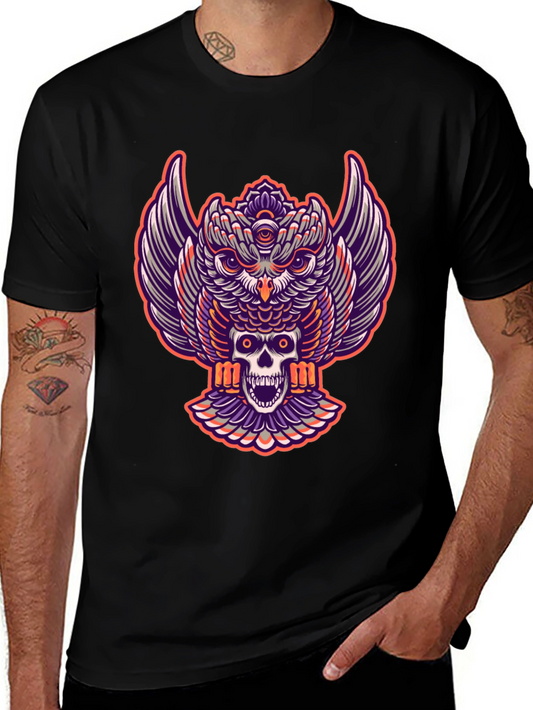 Owl and Skull Graphic Tee - Black T-Shirt