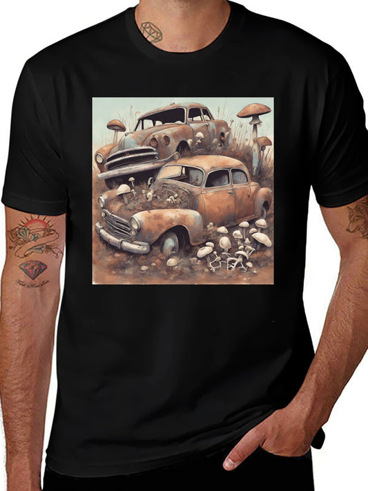 Vintage Car Mushroom Graphic T-Shirt