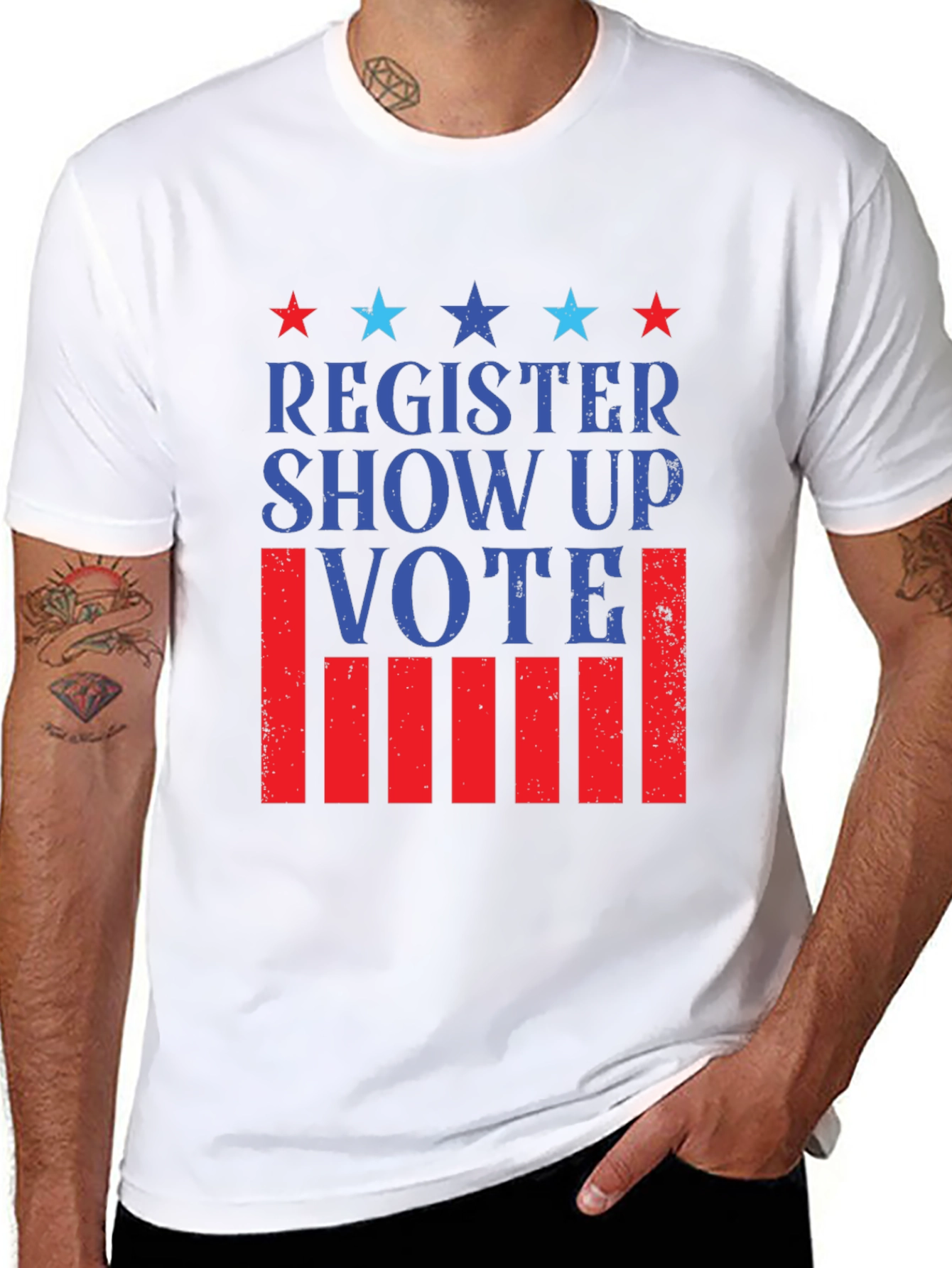 Register Show Up Vote Patriotic T-Shirt