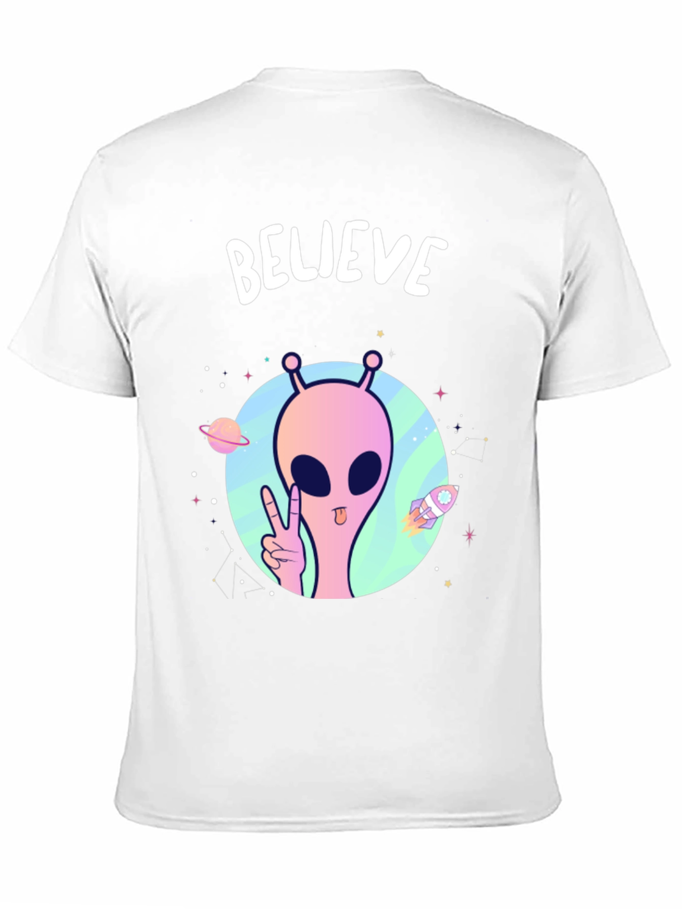 Believe Alien Graphic T-Shirt - Black Crew Neck Tee
