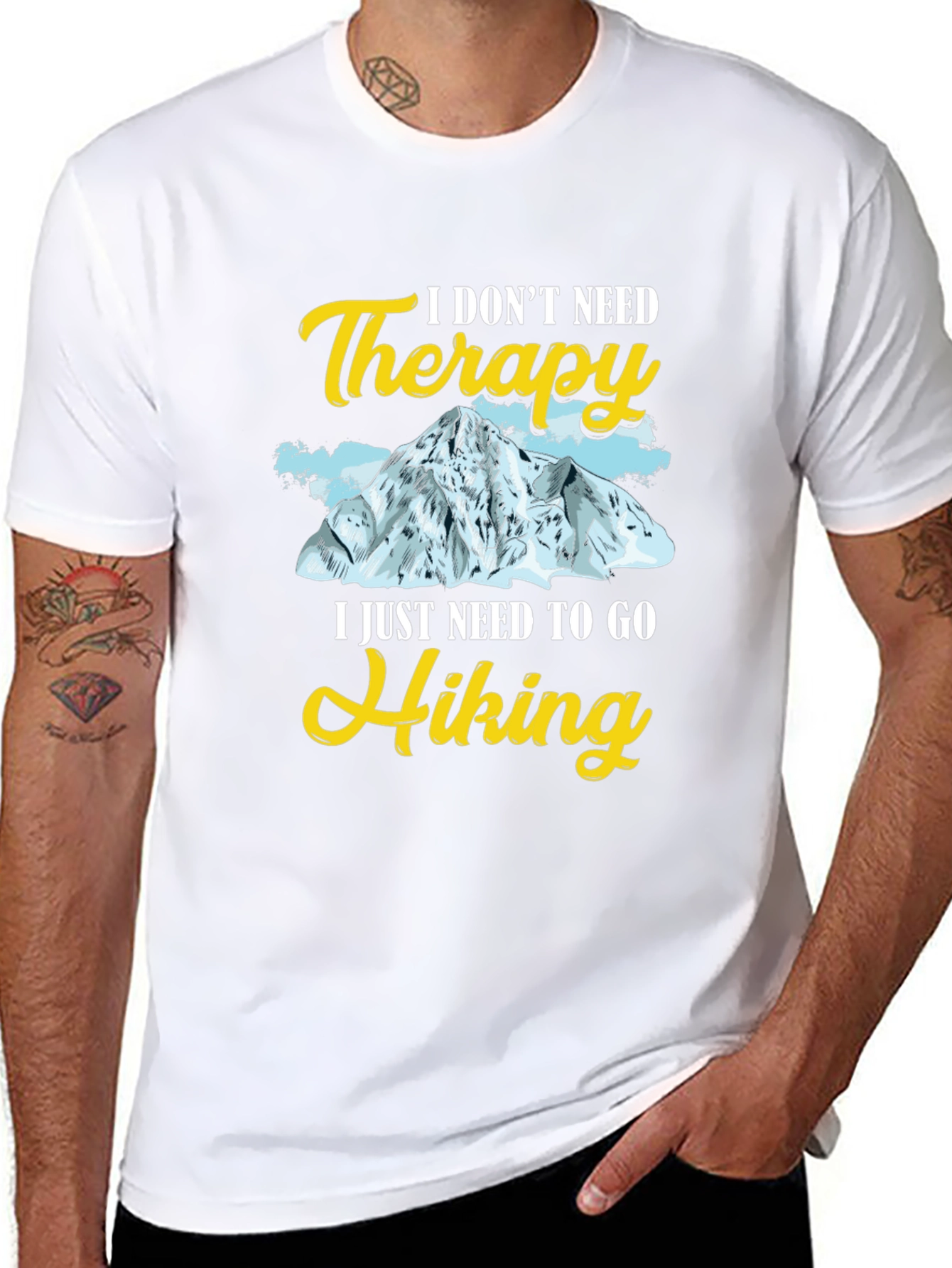 Hiking Therapy Graphic Tee - Black Cotton T-Shirt