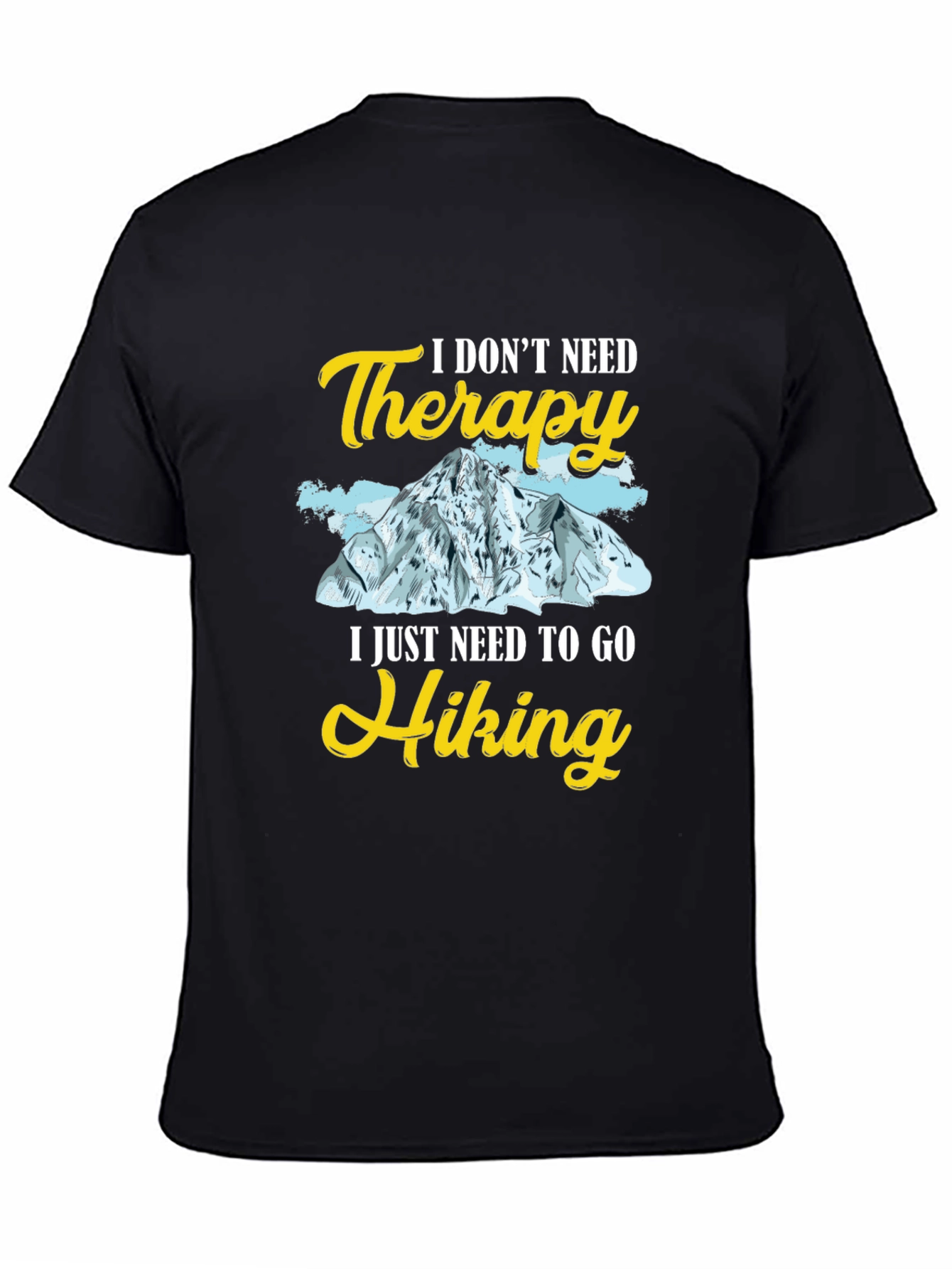 Hiking Therapy Graphic Tee - Black Cotton T-Shirt