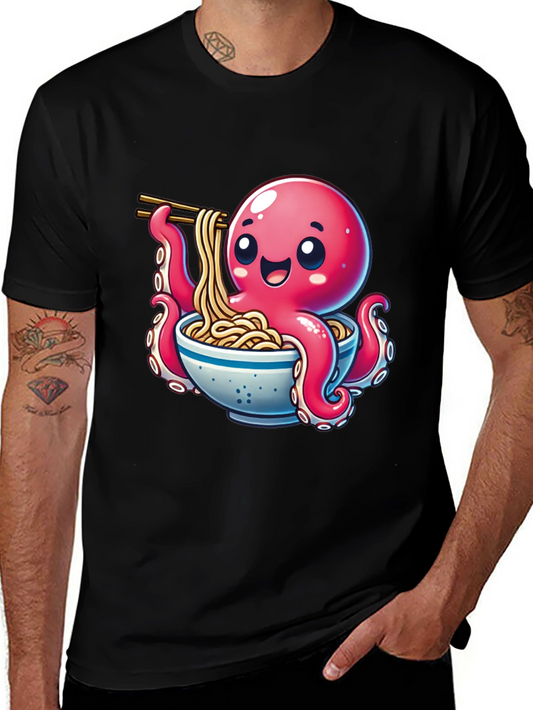 Cute Octopus Ramen Graphic T-Shirt