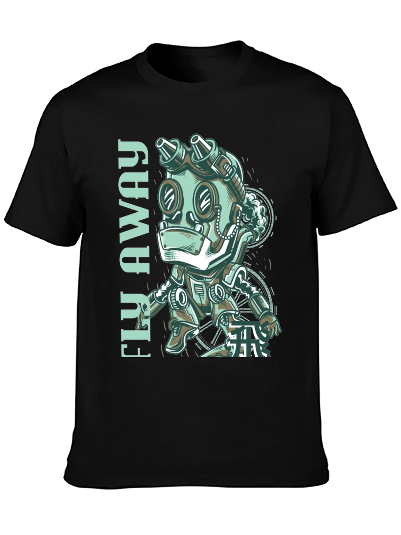 Fly Away Robot Graphic Tee - Black