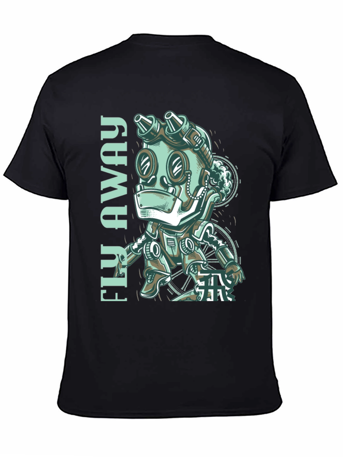 Fly Away Robot Graphic Tee - Black