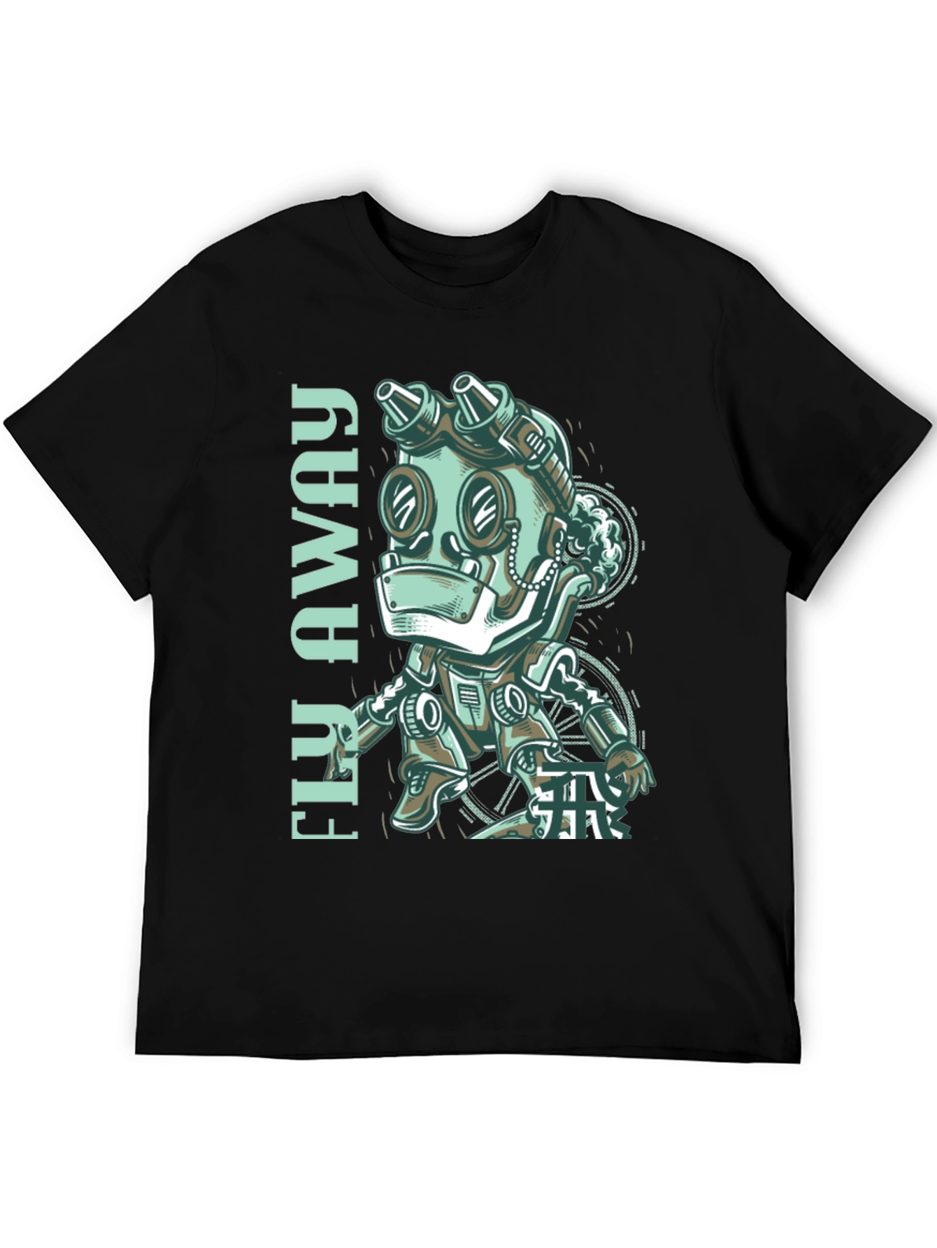 Fly Away Robot Graphic Tee - Black