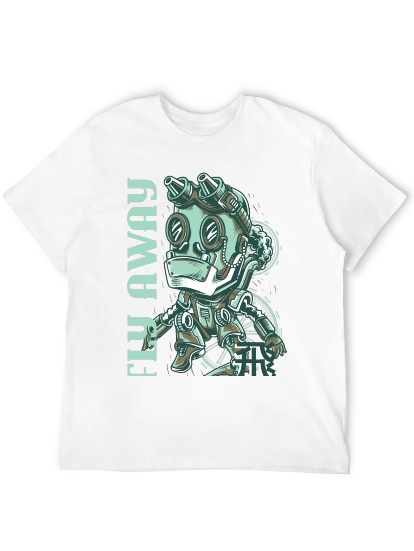 Fly Away Robot Graphic Tee - Black