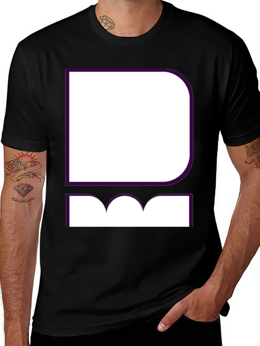 Modern Graphic Tee - Black Shirt w/ White & Purple Design