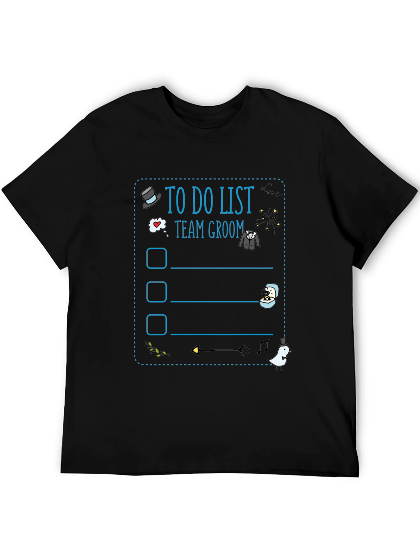 Team Groom To-Do List Black Graphic T-Shirt