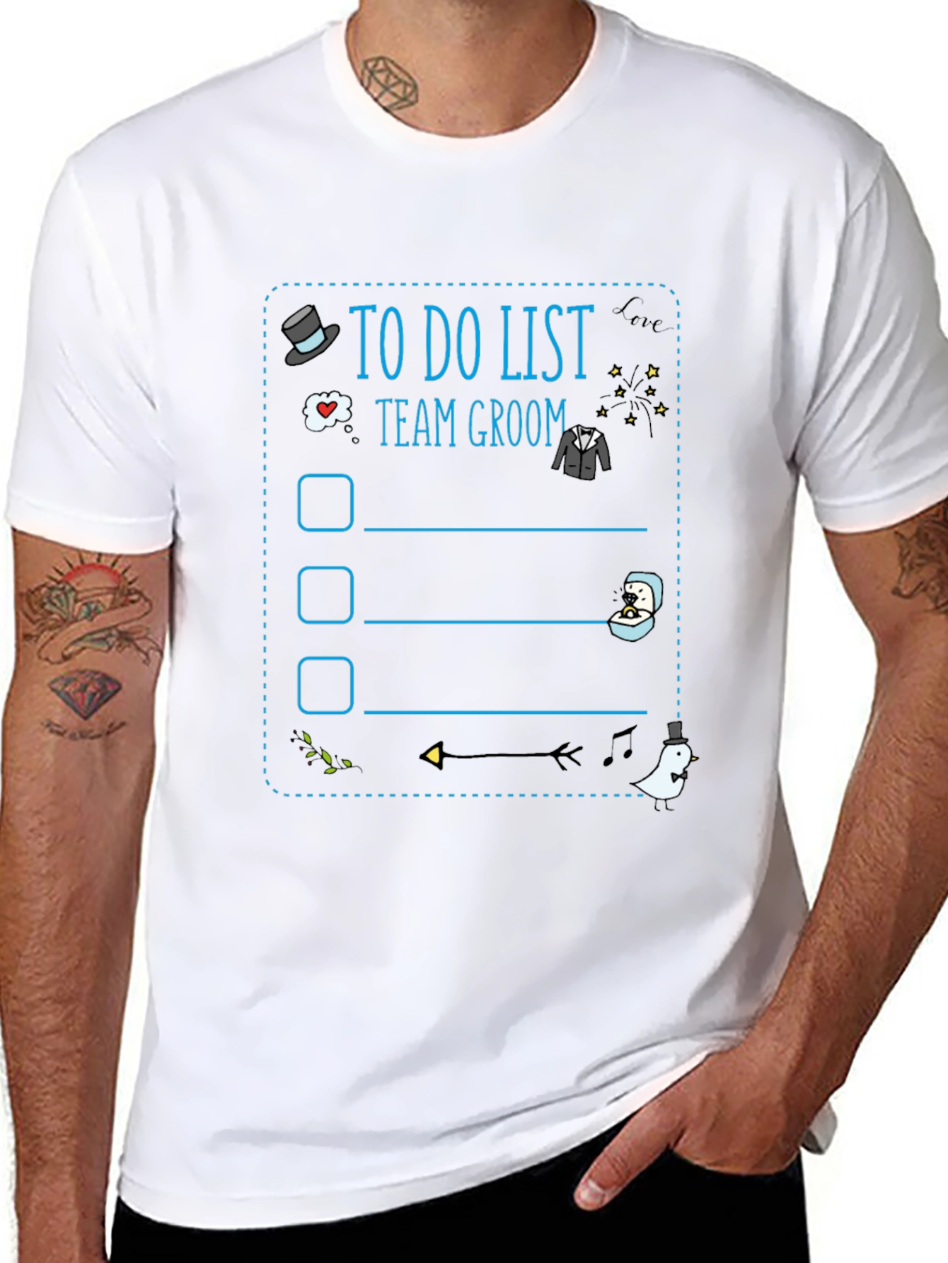 Team Groom To-Do List Black Graphic T-Shirt