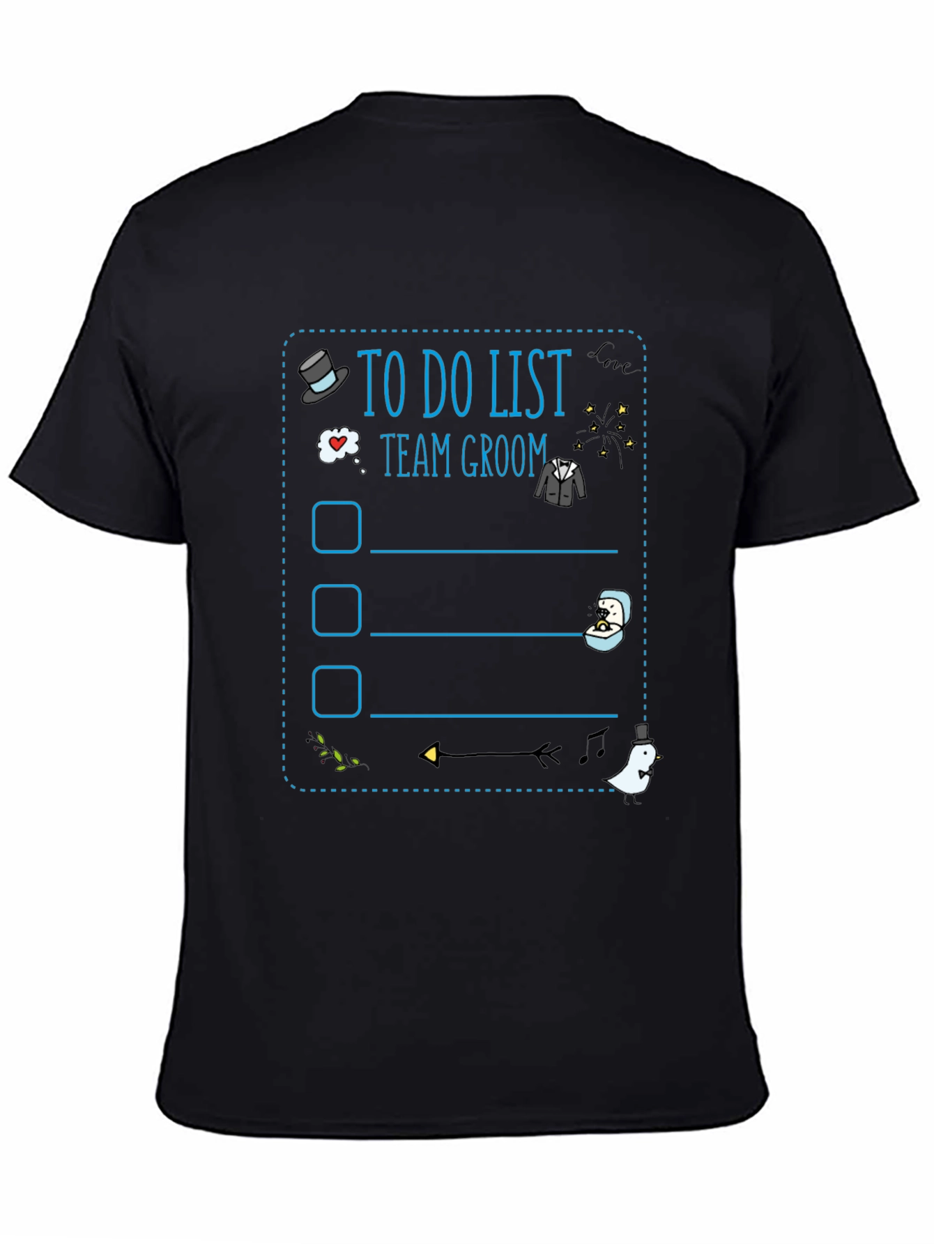 Team Groom To-Do List Black Graphic T-Shirt