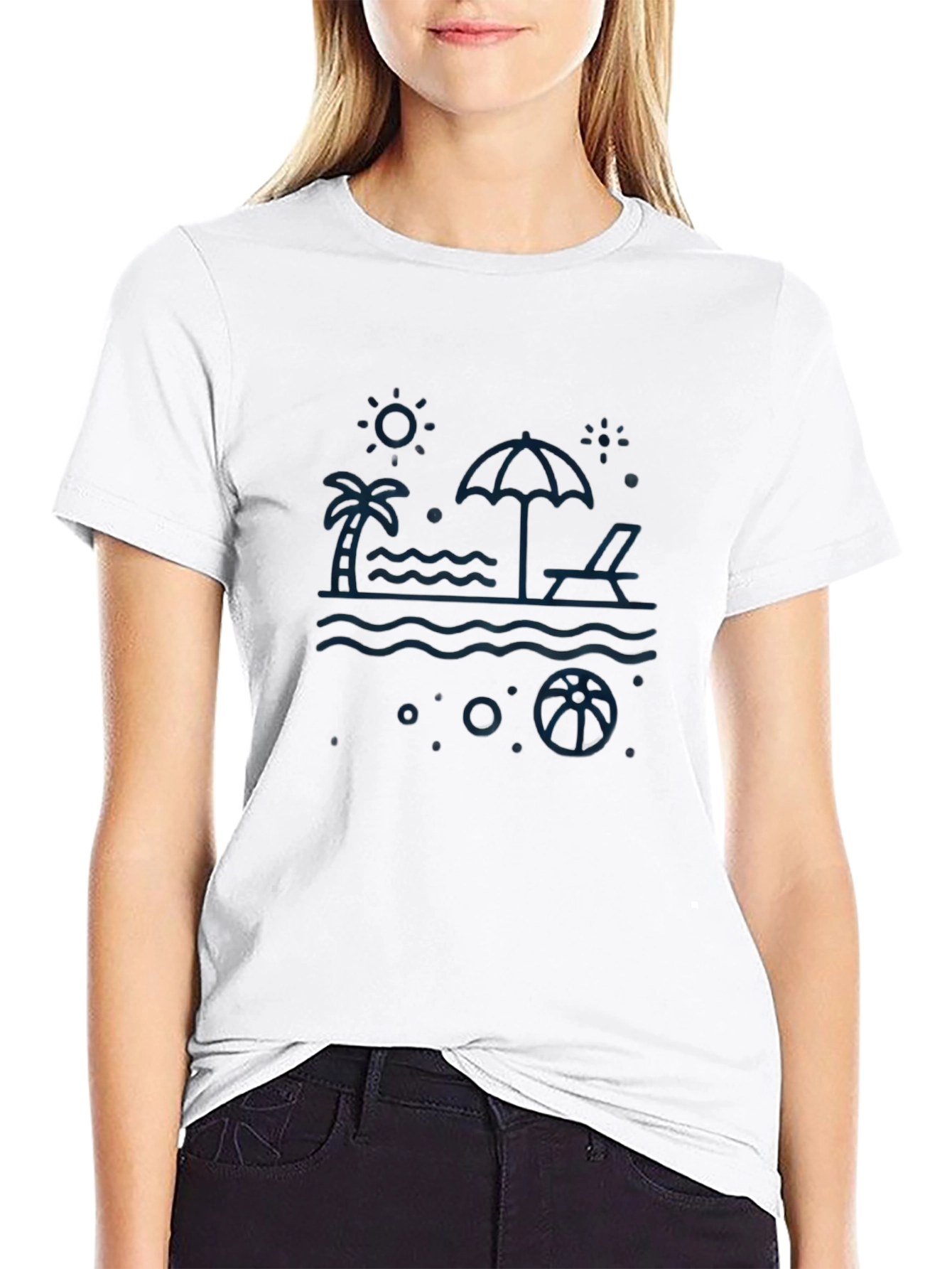 Mens Black Beach Graphic Tee