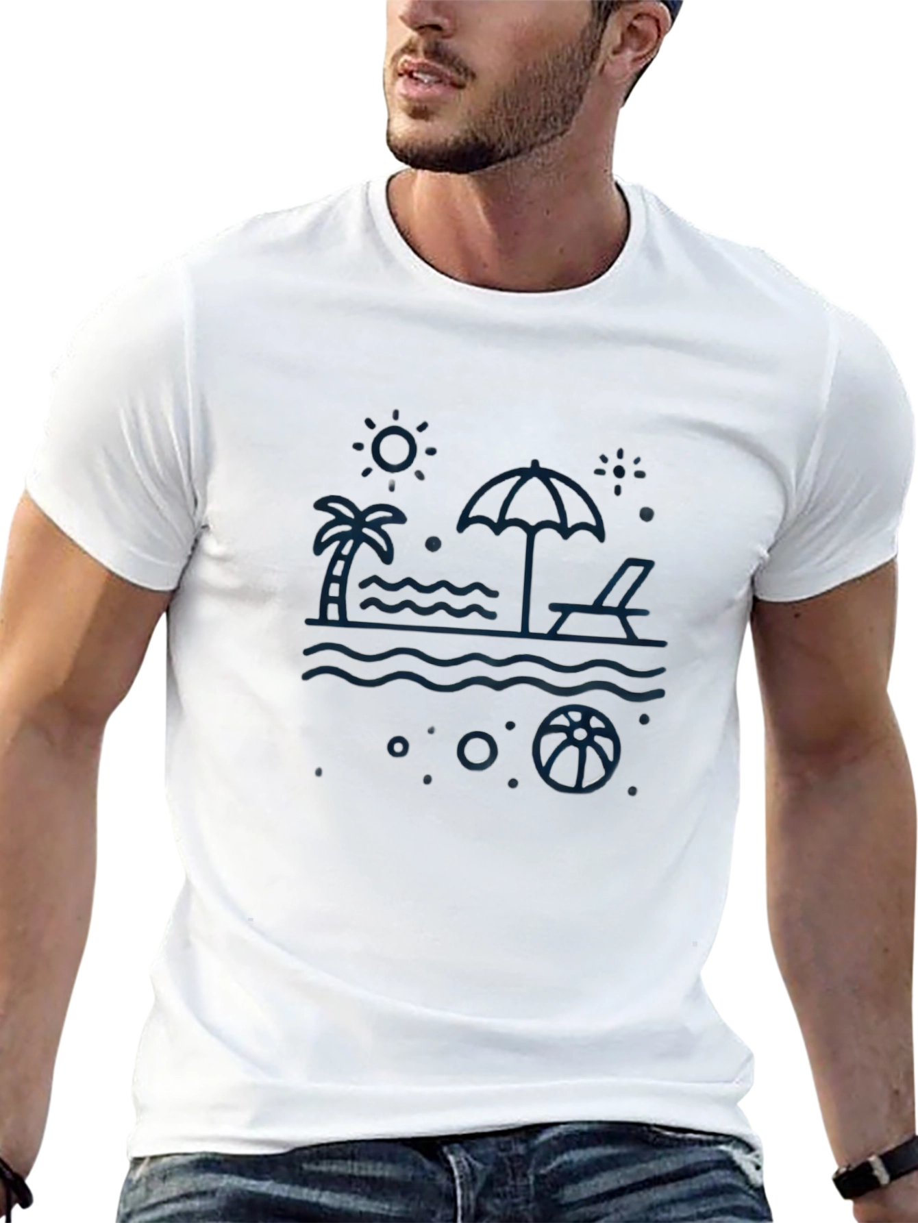 Mens Black Beach Graphic Tee