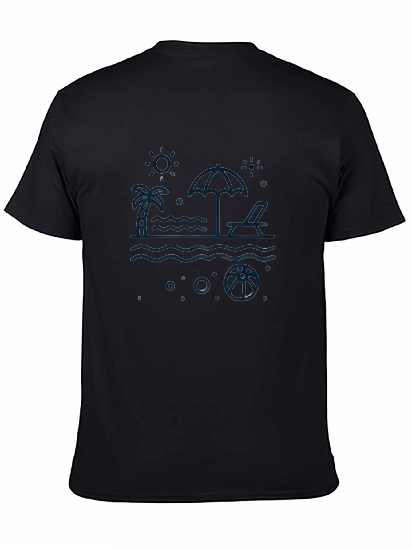 Mens Black Beach Graphic Tee