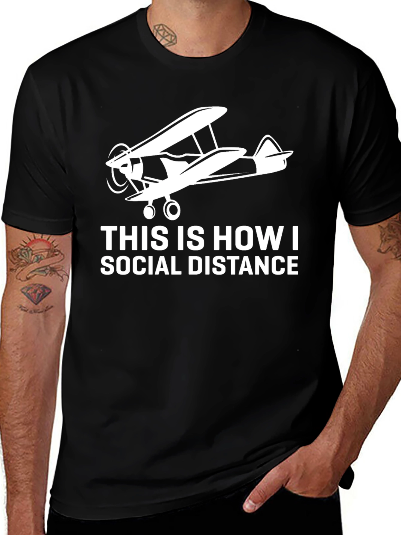 Social Distance Biplane Graphic Tee
