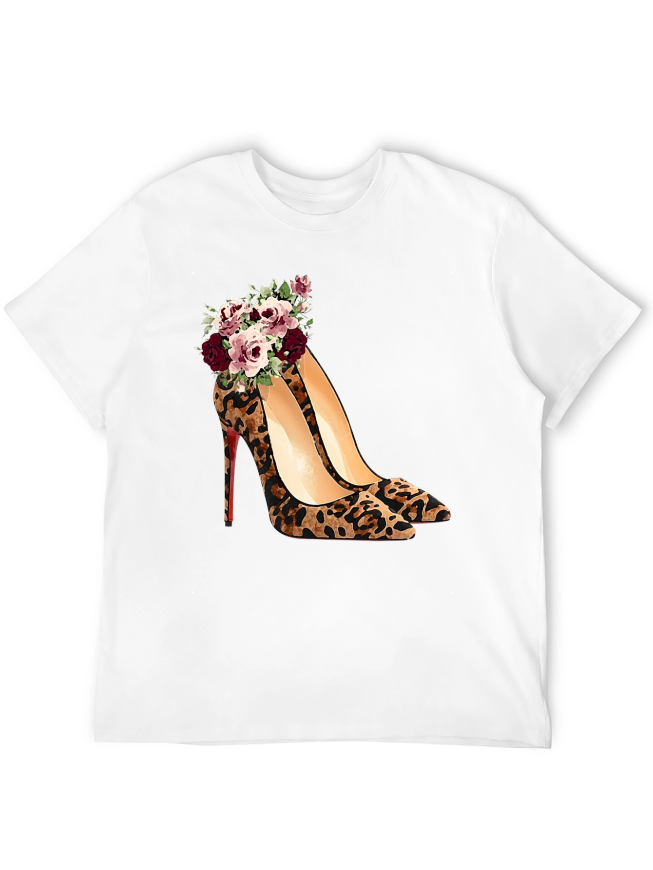 Leopard Print Heel & Rose T-Shirt