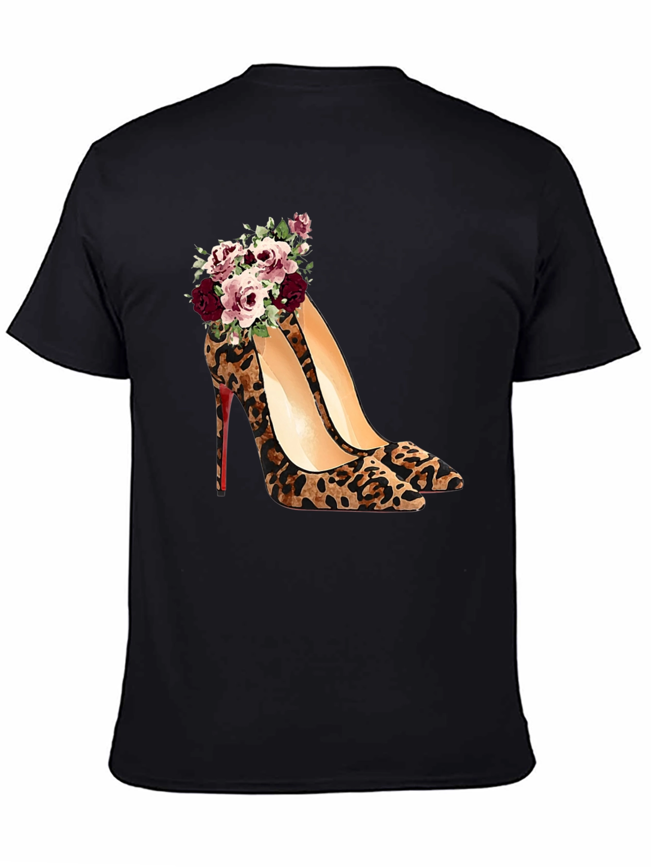 Leopard Print Heel & Rose T-Shirt