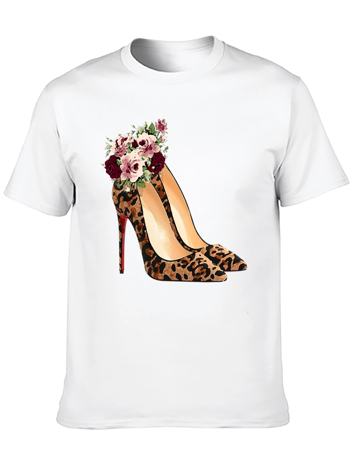 Leopard Print Heel & Rose T-Shirt
