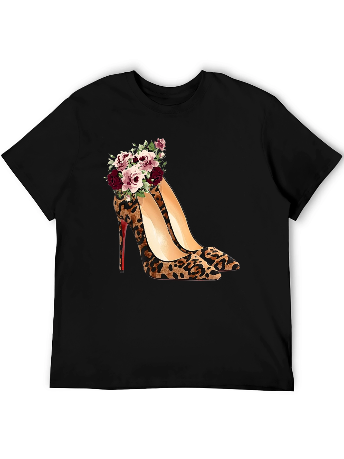 Leopard Print Heel & Rose T-Shirt