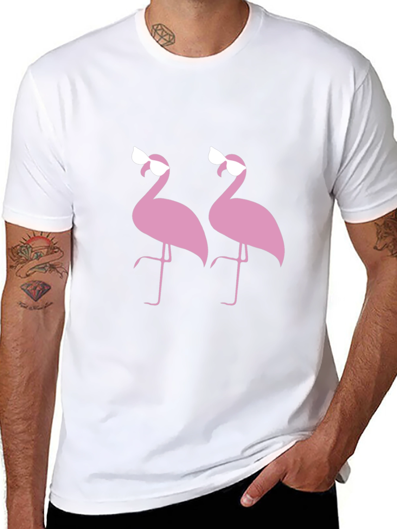 Flamingo Sunglasses Graphic Black T-Shirt