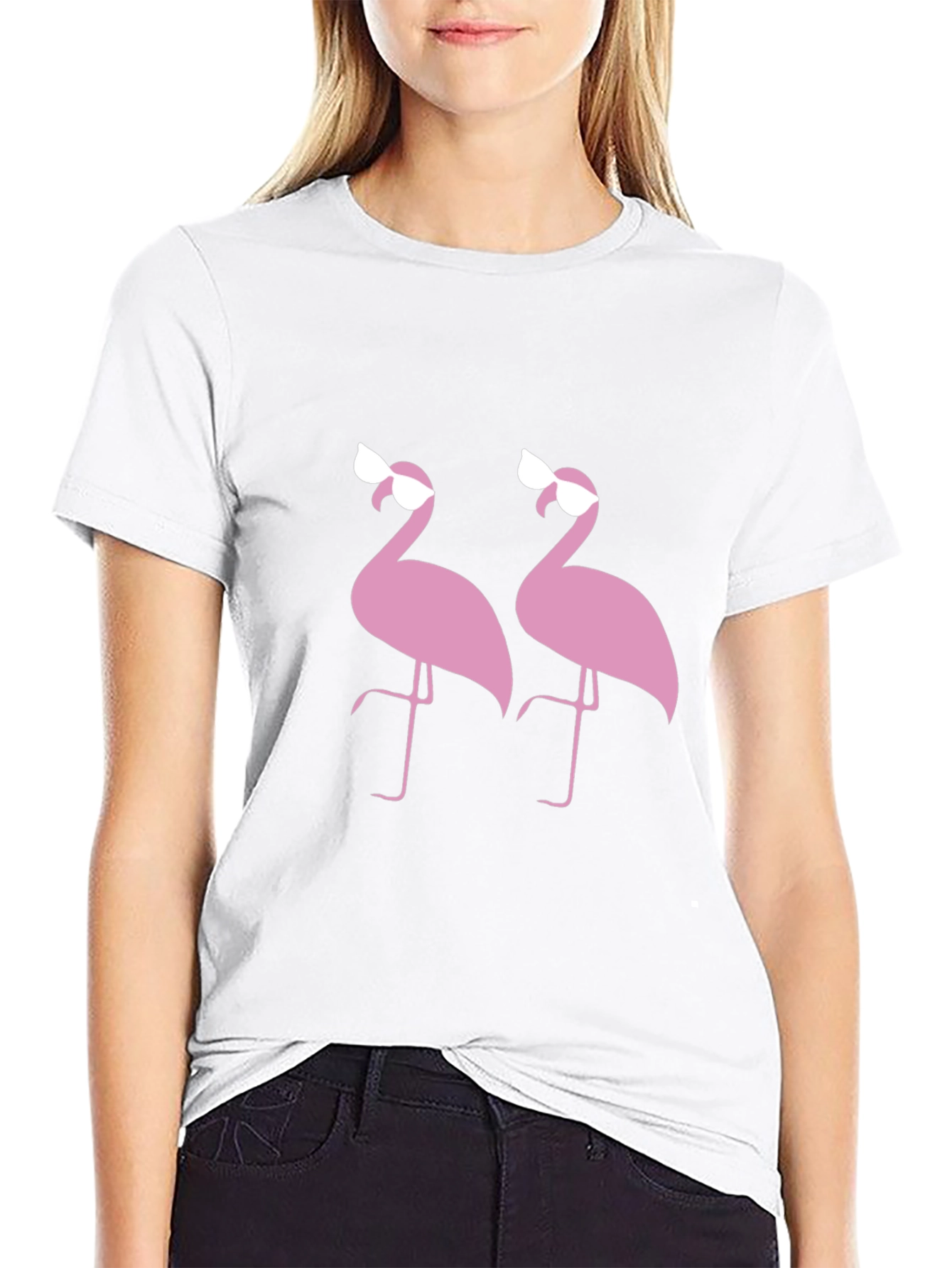 Flamingo Sunglasses Graphic Black T-Shirt