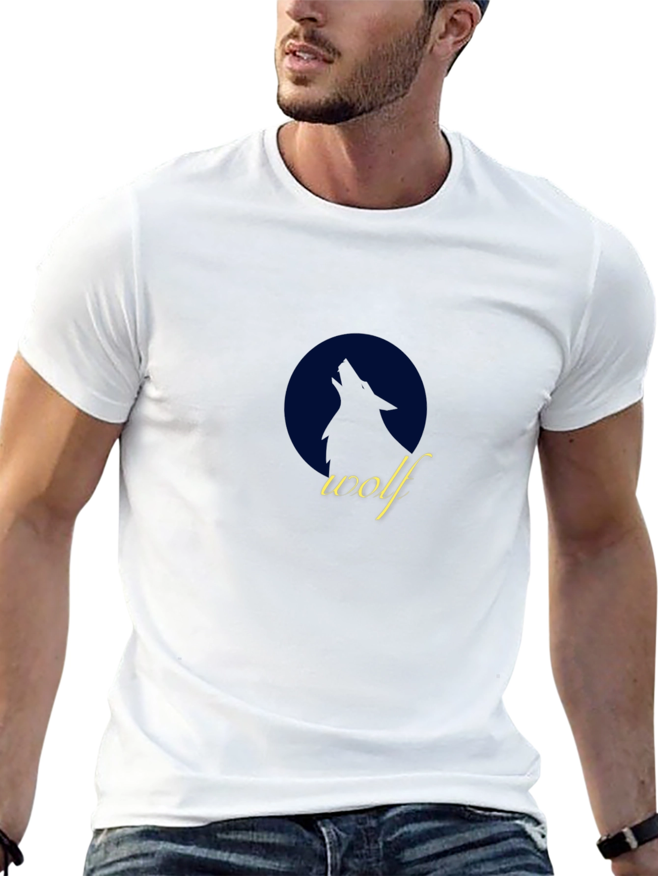 Wolf Silhouette Graphic Tee - Black Cotton T-Shirt