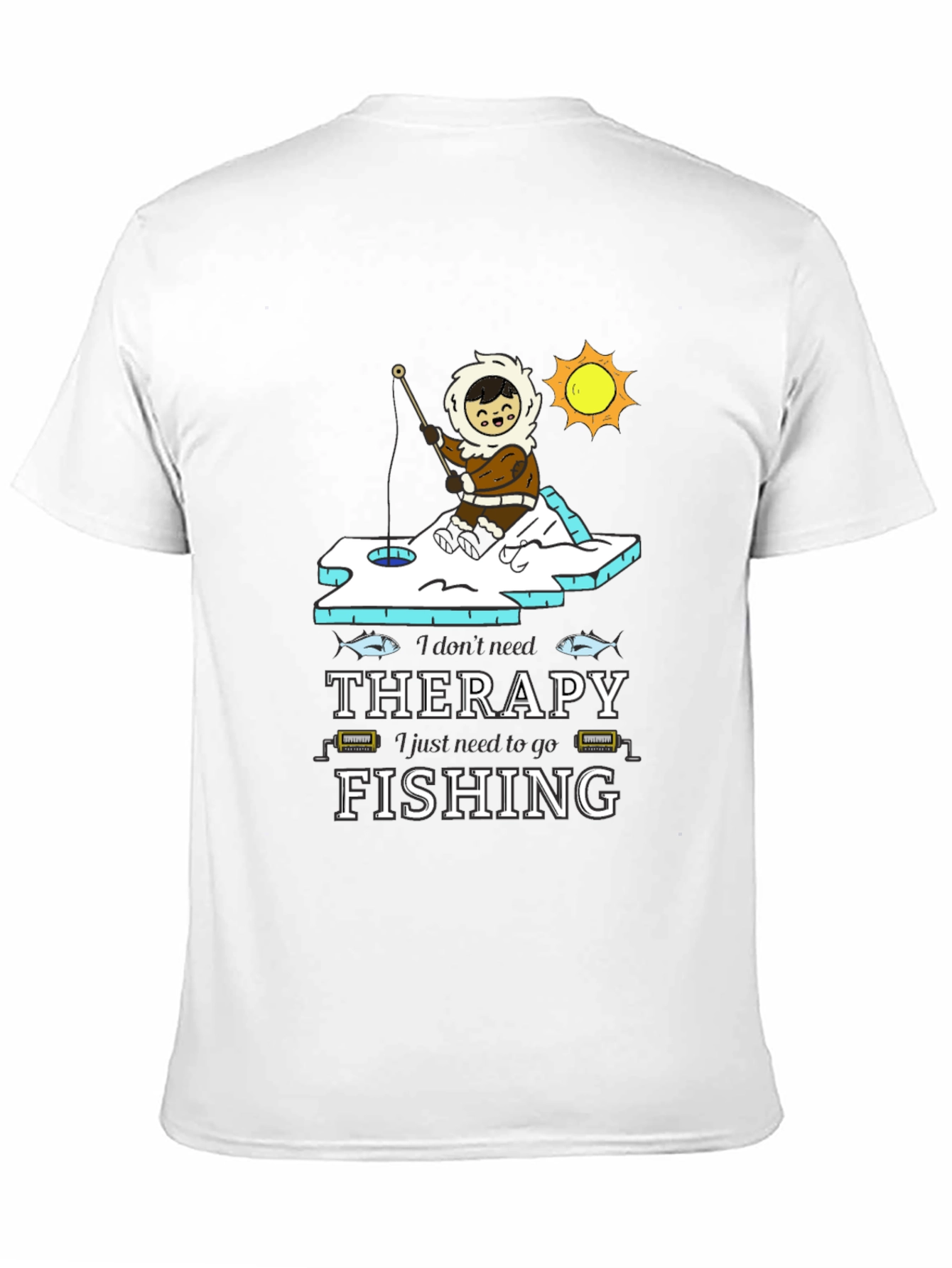 Fishing Therapy T-Shirt - Black Crew Neck Tee