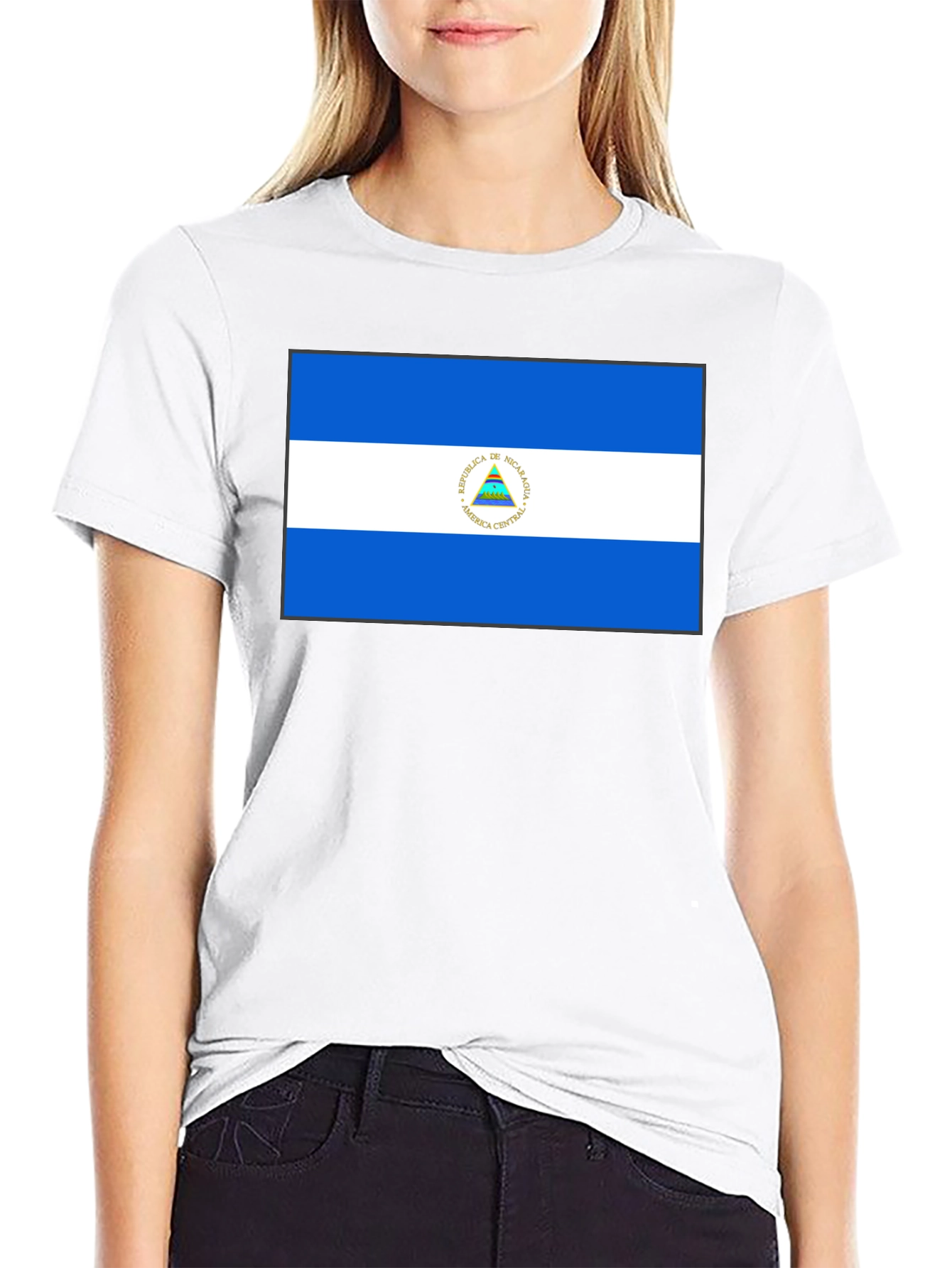 Nicaragua Flag Graphic Black T-Shirt