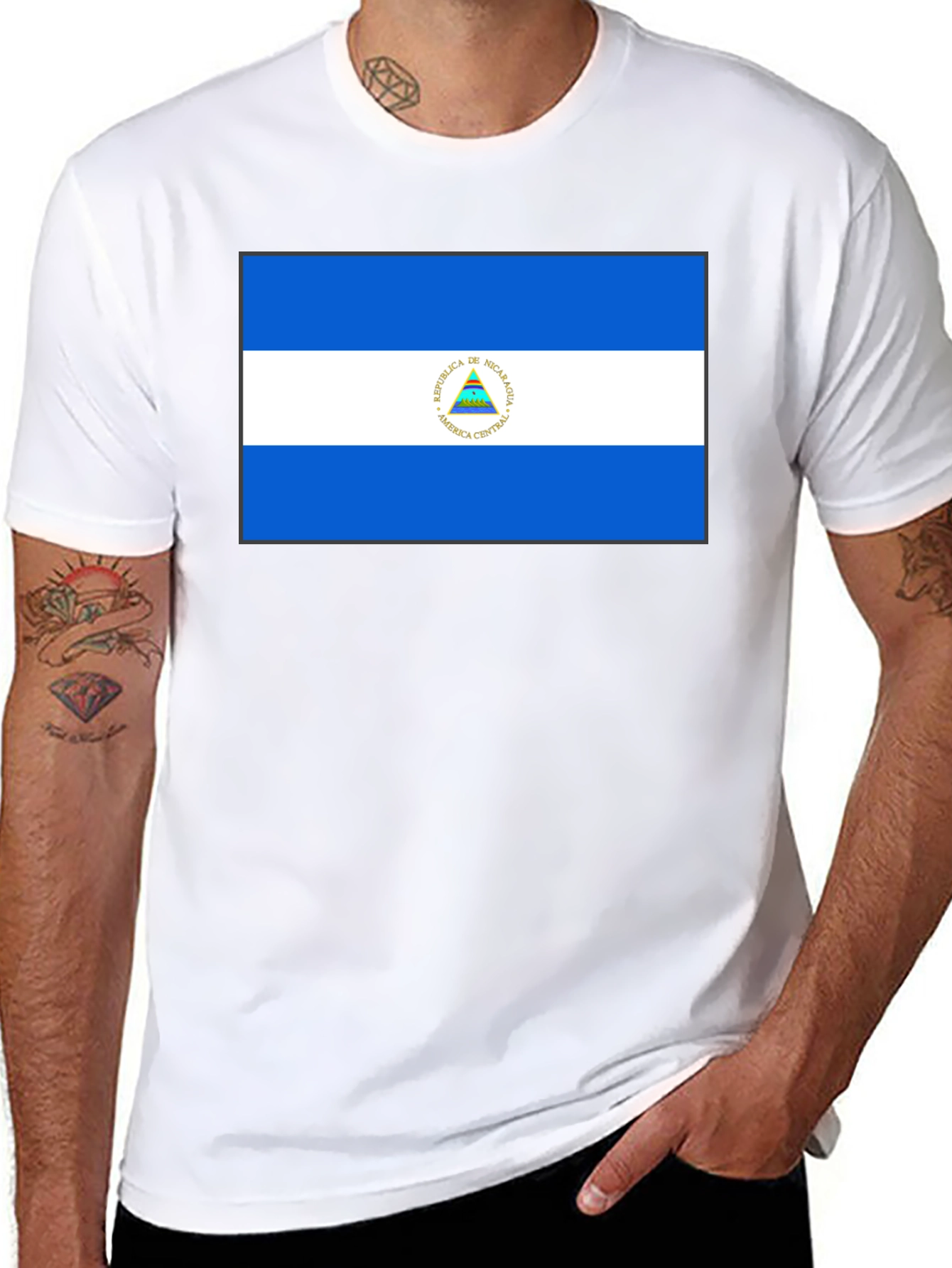 Nicaragua Flag Graphic Black T-Shirt