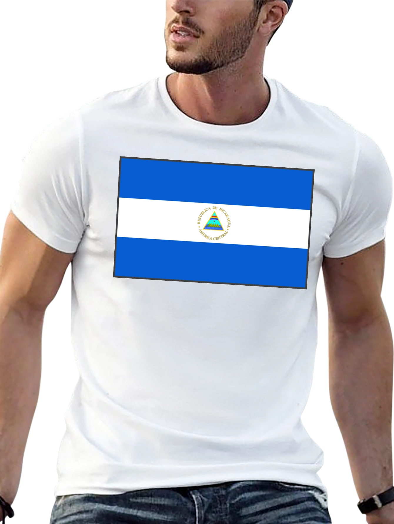 Nicaragua Flag Graphic Black T-Shirt