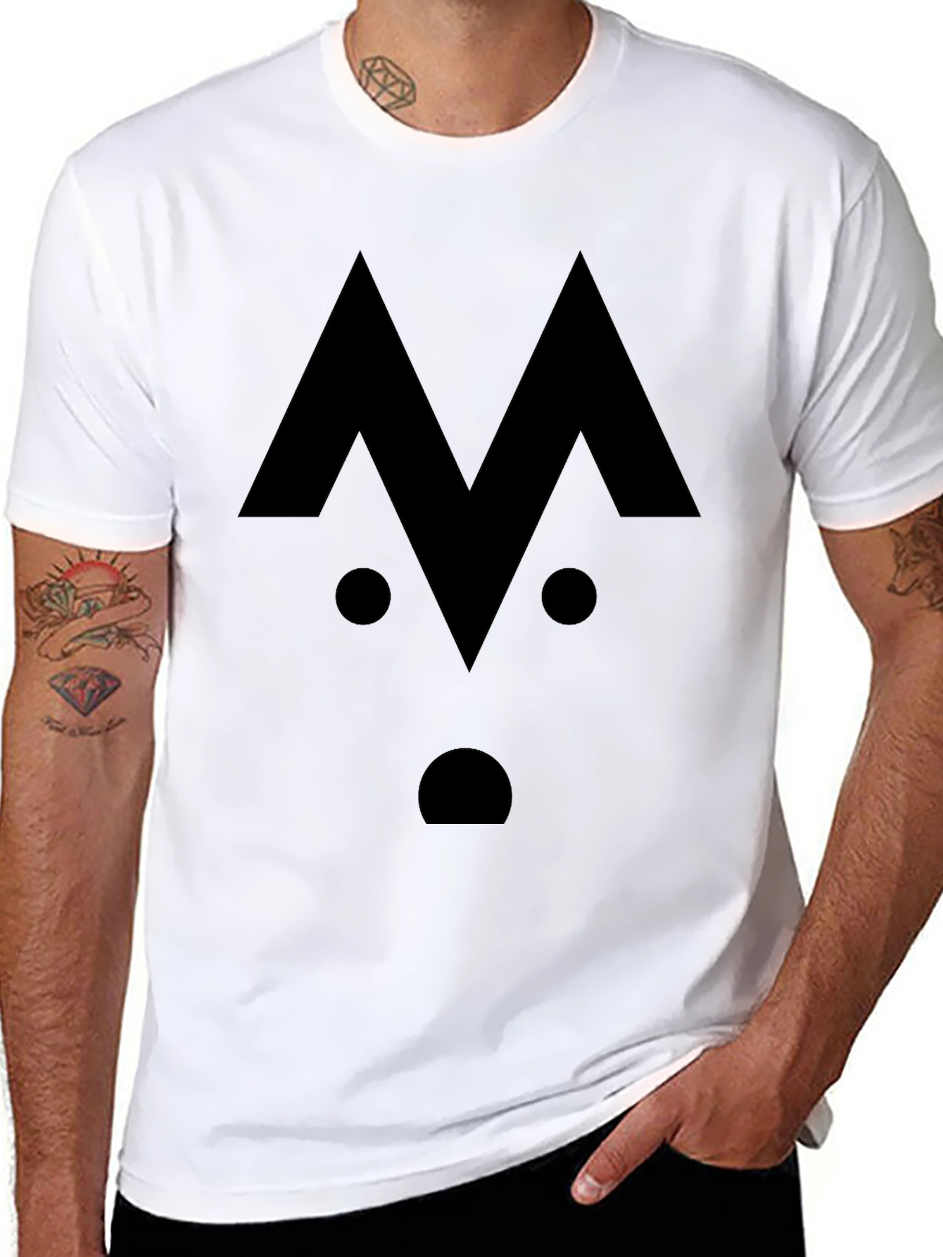 Geometric Face Black Graphic T-Shirt