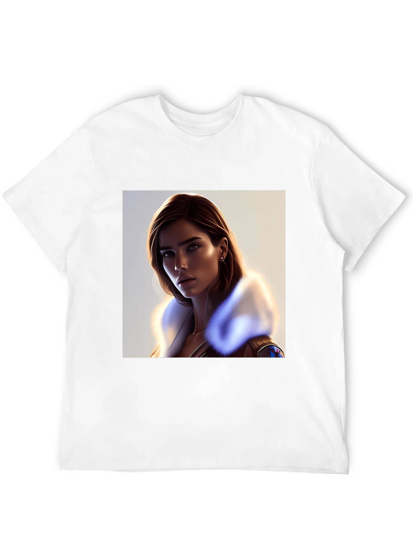 Stylish Black T-Shirt with Woman Portrait