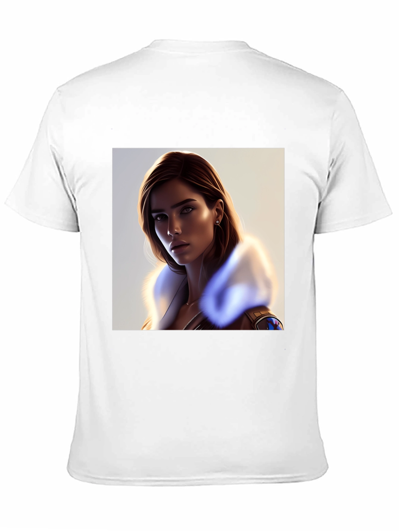 Stylish Black T-Shirt with Woman Portrait