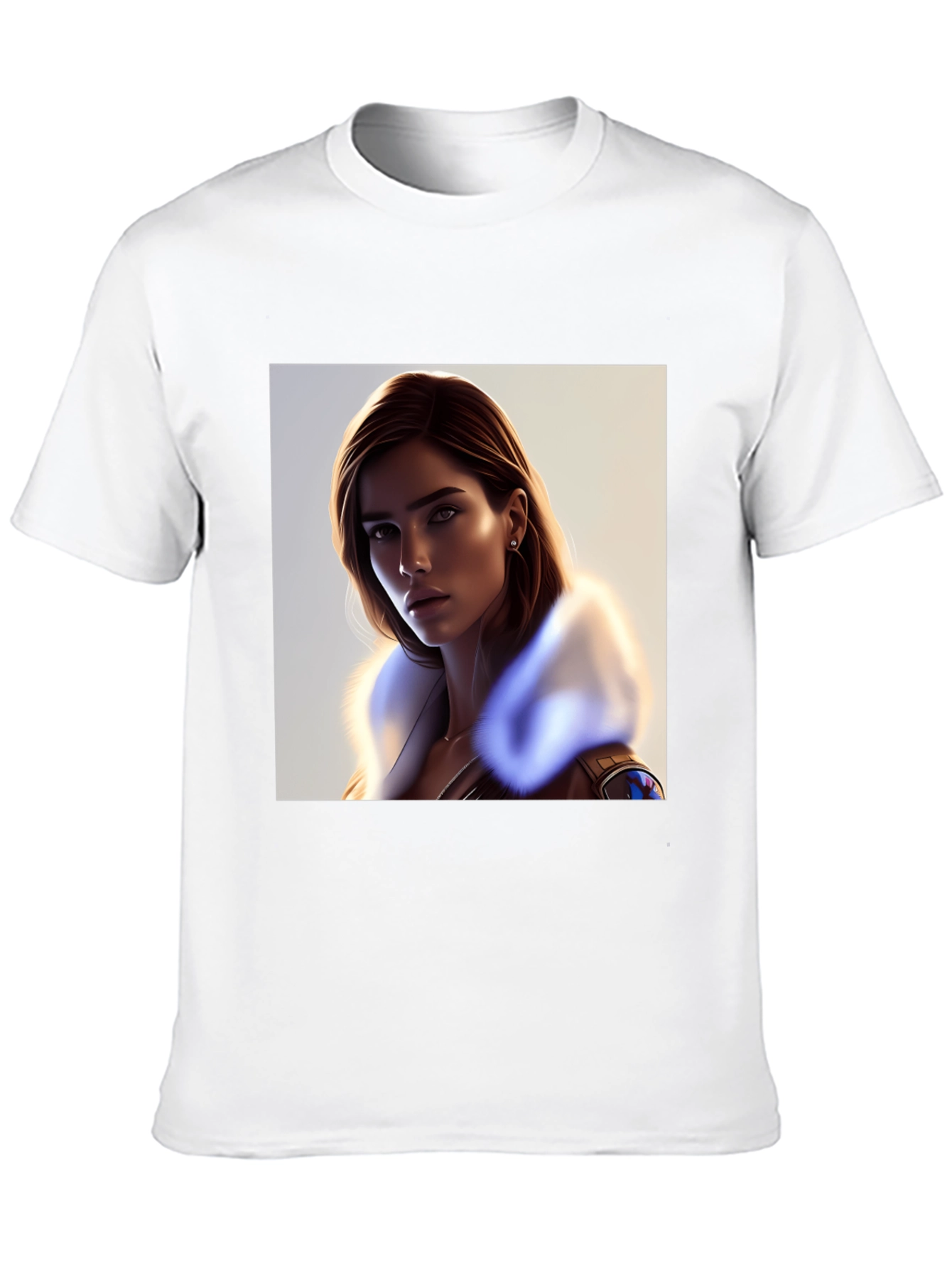 Stylish Black T-Shirt with Woman Portrait
