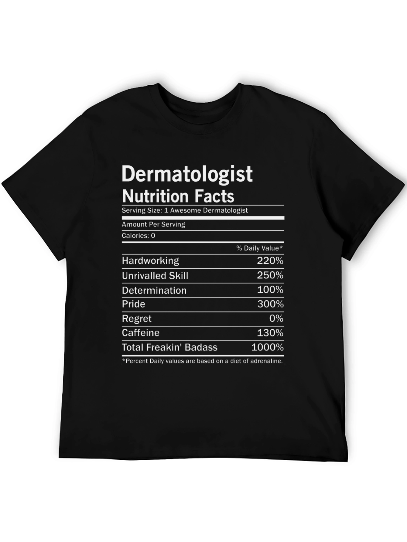 Dermatologist Nutrition Facts Black T-Shirt