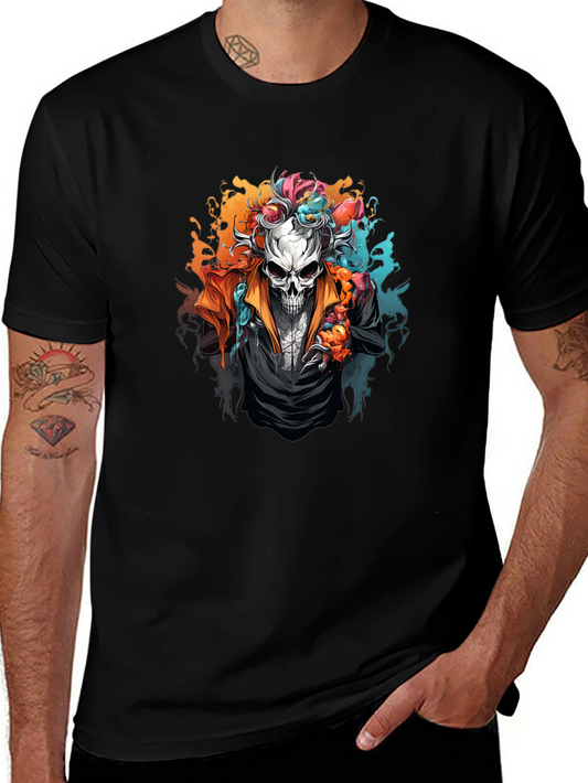 Skull in Suit T-Shirt - Colorful Design