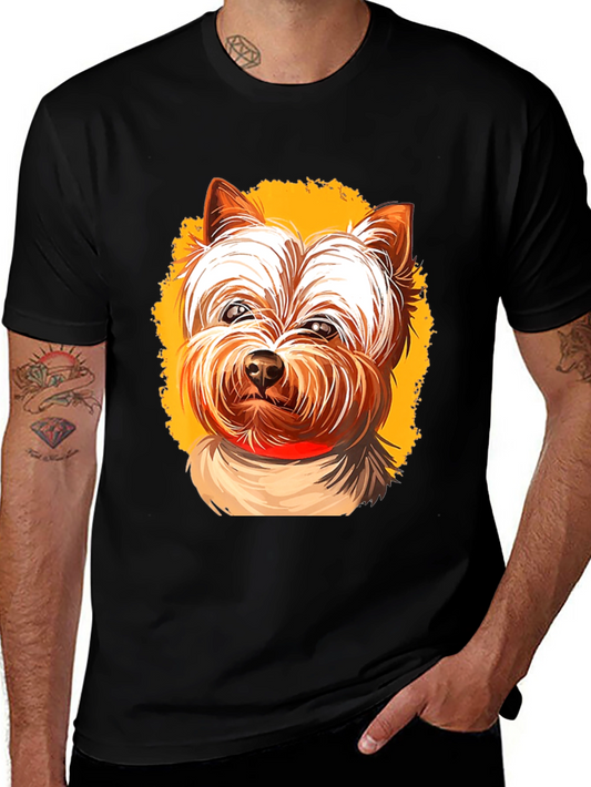 Yorkie Dog Graphic Tee - Black Cotton Blend T-Shirt