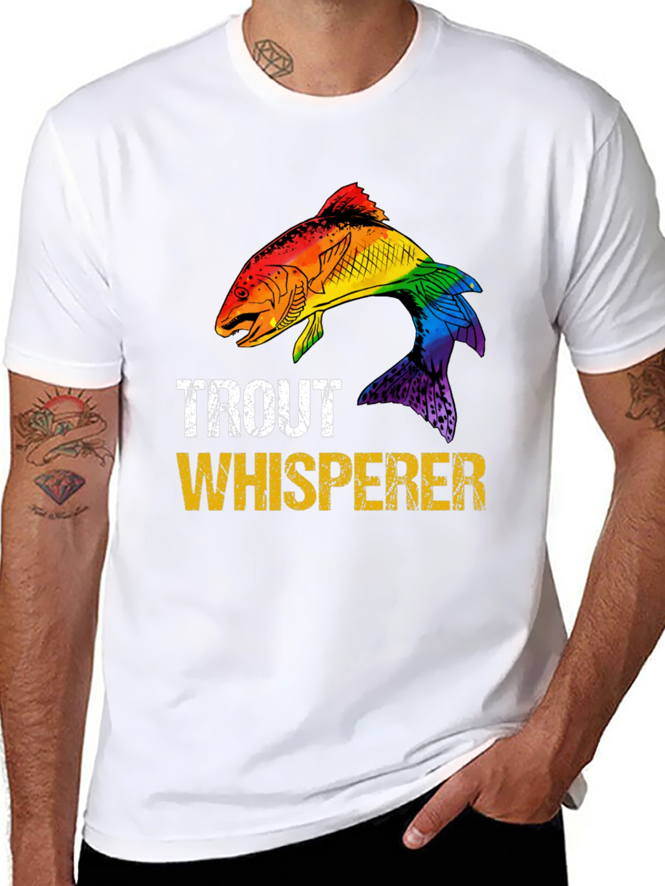 Trout Whisperer Rainbow Fish Graphic T-Shirt